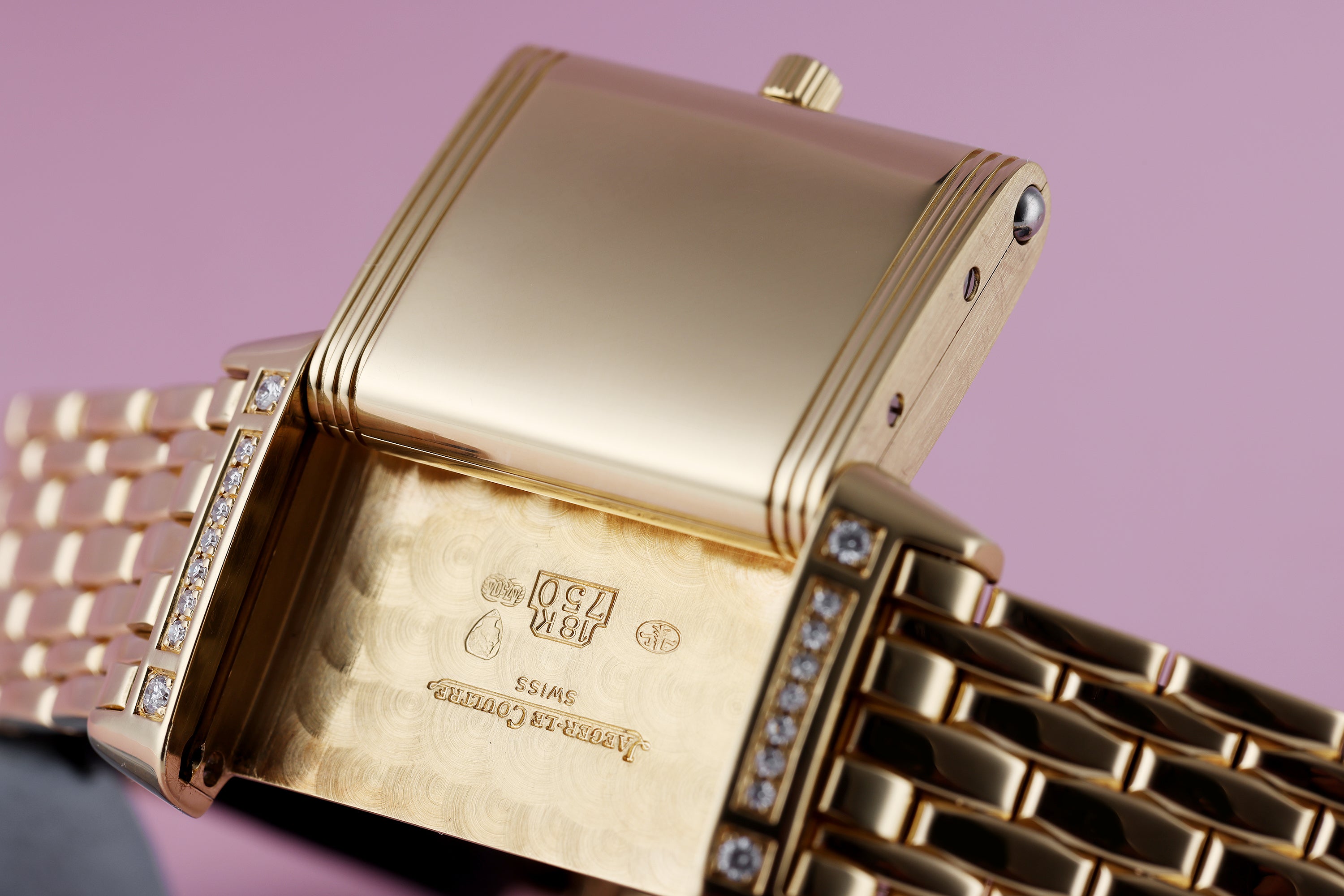 Jaeger-LeCoultre Reverso 19mm | REF. 260.1.86 | Silver dial | Diamond Bezel | 18k Yellow Gold