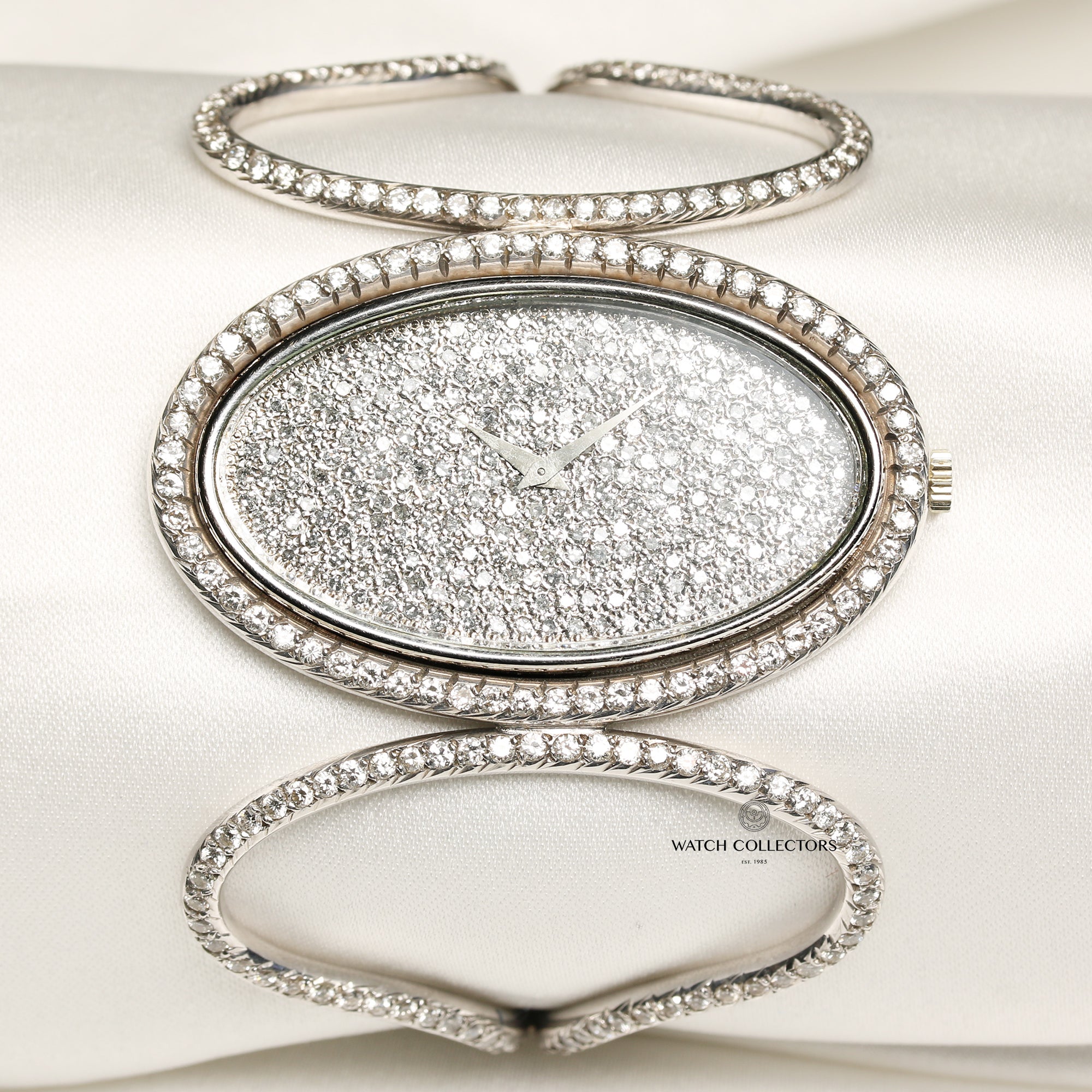 Motre Royale 18K White Gold Pave Diamond Second Hand Watch Collectors 1