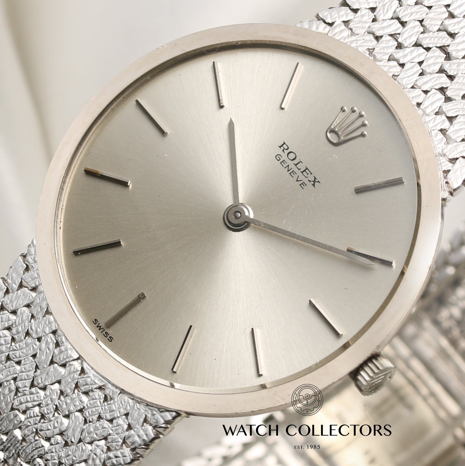 New Old Stock Rolex Cellini 18K White Gold Second Hand Watch Collectors 4