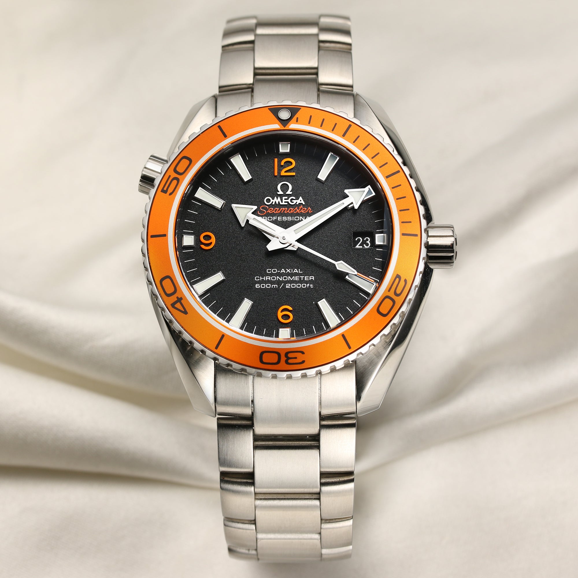 Unworn New Old Stock: Omega Seamaster Planet Ocean Orange Bezel 600m  Co-Axial Stainless Steel