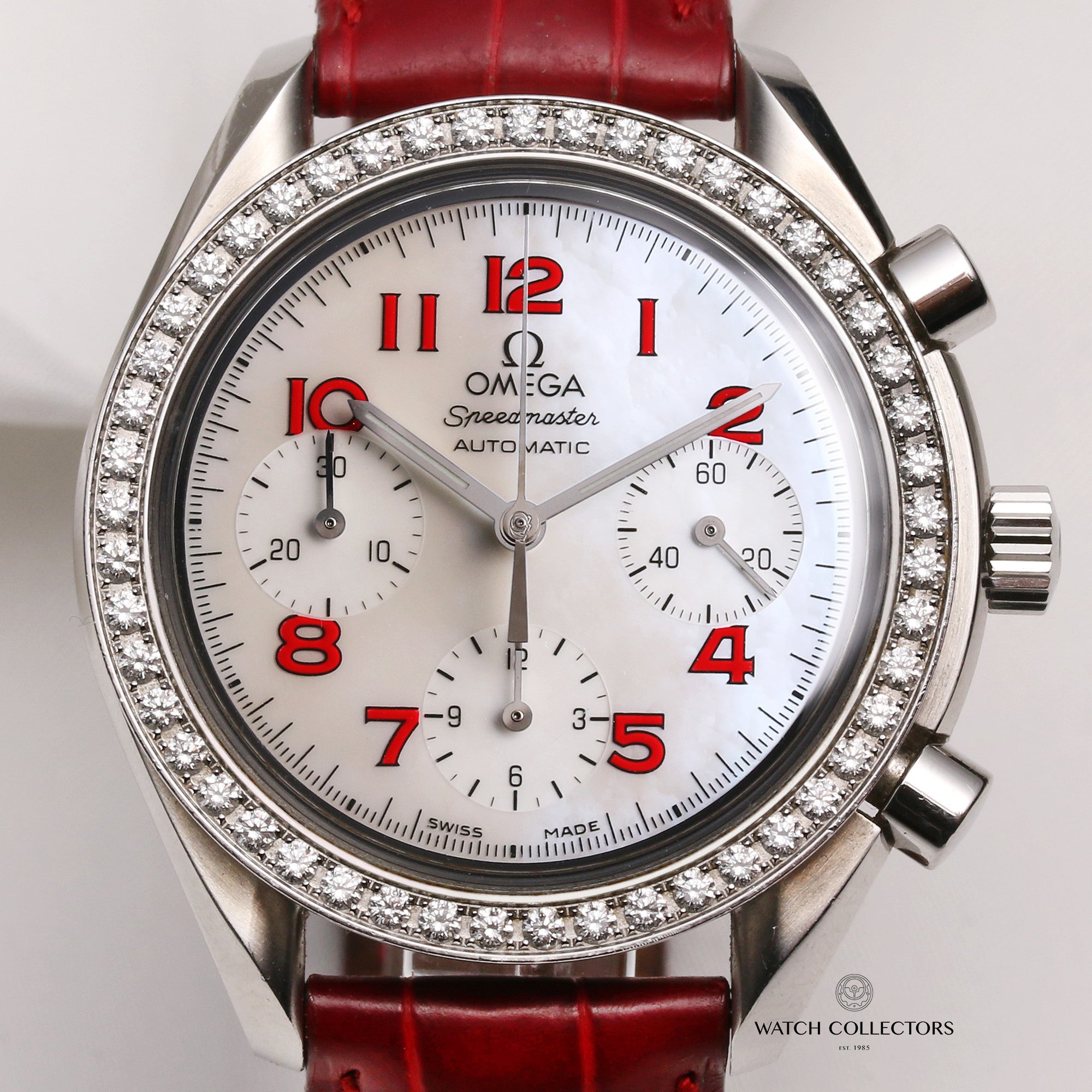 Omega-Speedmaster-Chronograph-38157940-Stainless-Steel-MOP-Dial-Diamond-Bezel-Second-Hand-Watch-Collectors-2