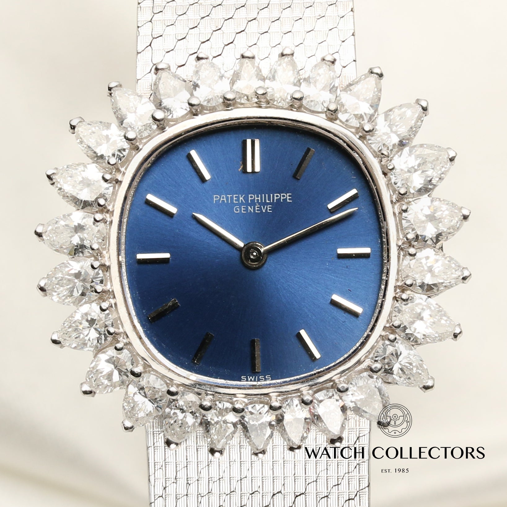 Patek Philippe 18K White Gold Diamond Bezel Second Hand Watch Collectors 2