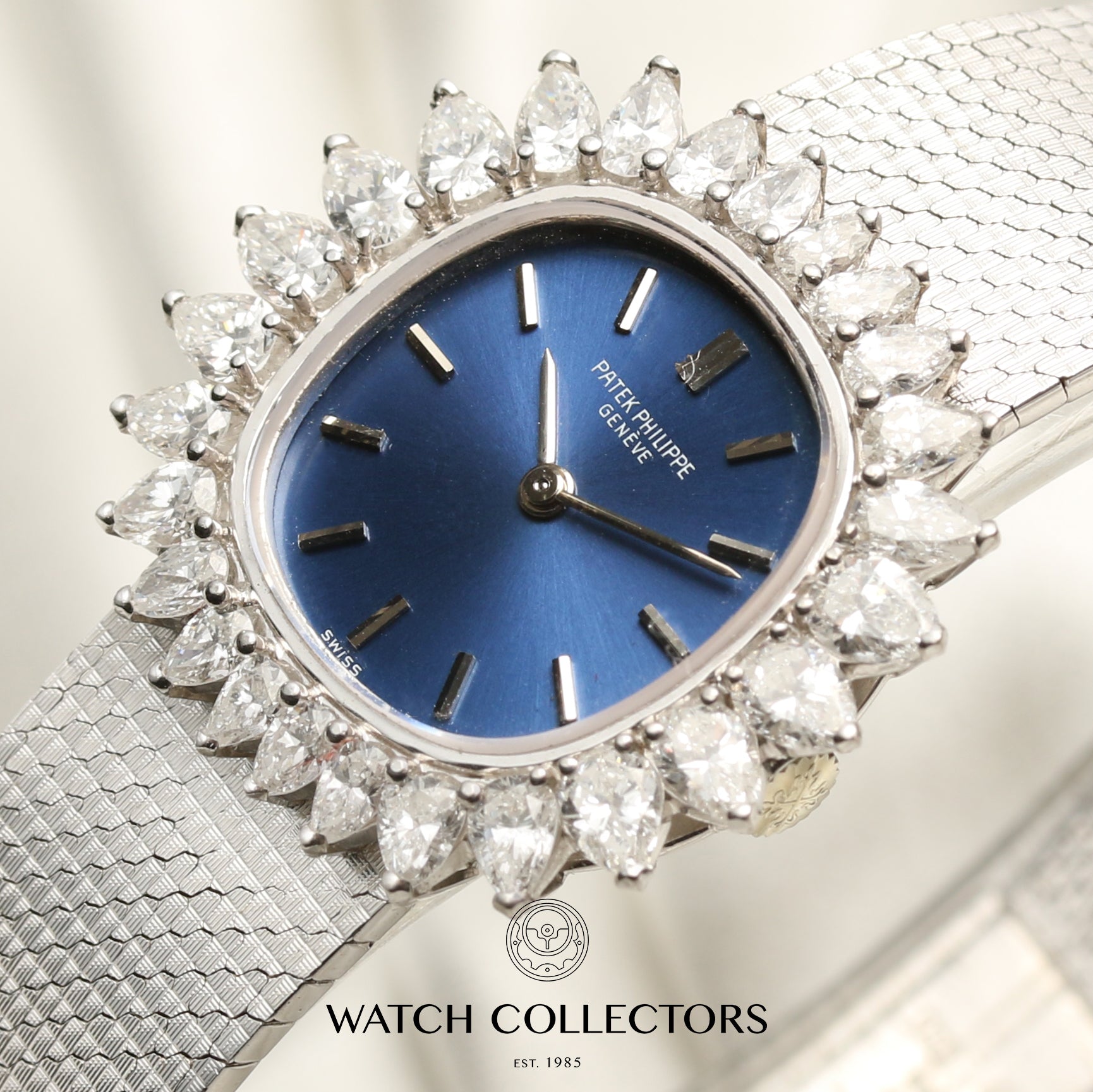 Patek Philippe 18K White Gold Diamond Bezel Second Hand Watch Collectors 4