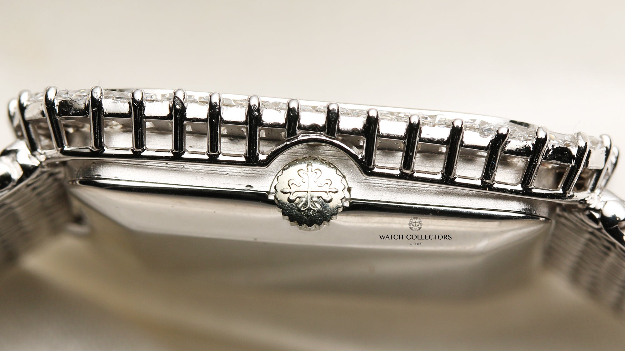 Patek Philippe 18K White Gold Onyx Pave Diamond Dial Baguette Bezel Second Hand Watch Collectors 7