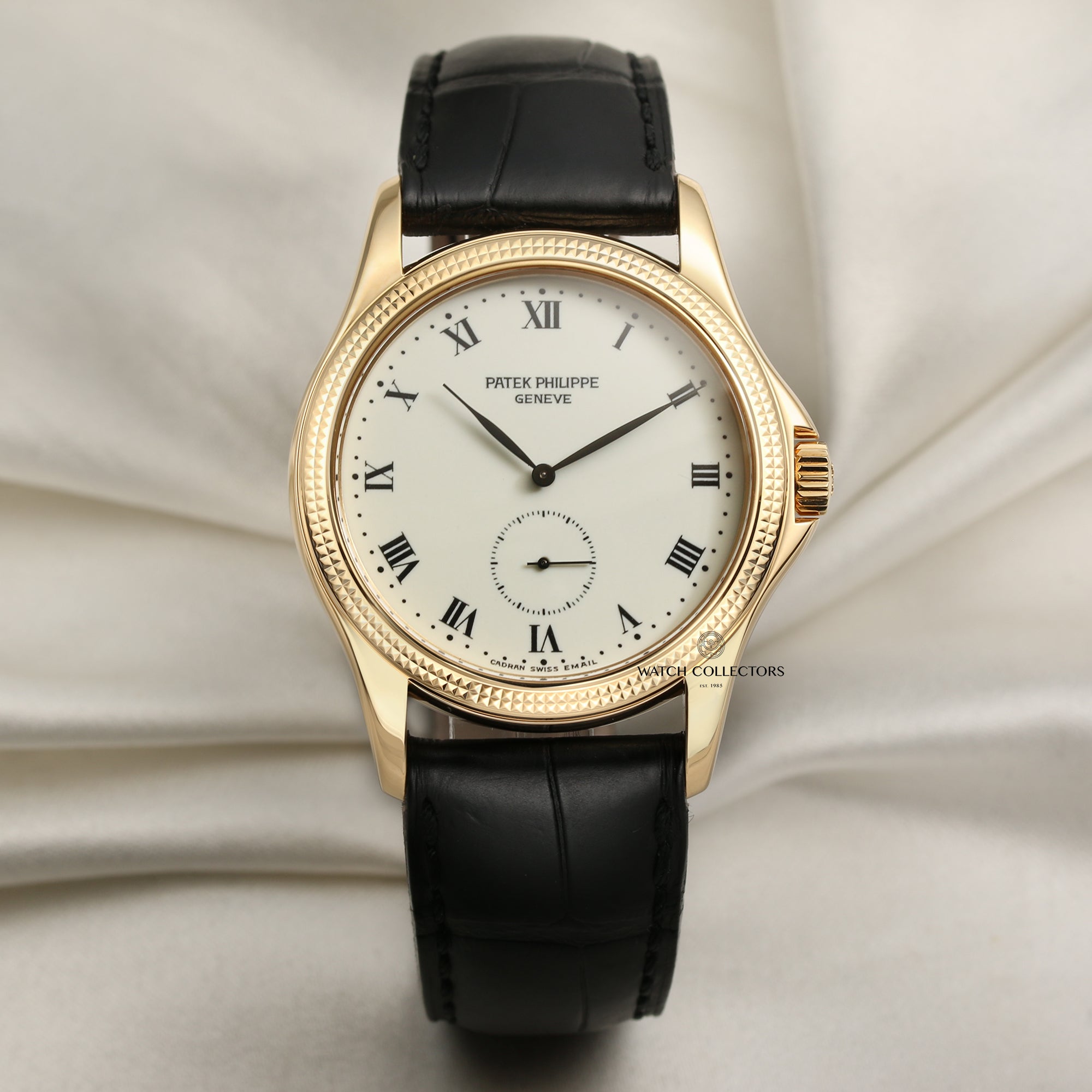 Patek Philippe 18K Yellow Gold Calatrava Hobnail Bezel Second Hand Watch Collectors 1