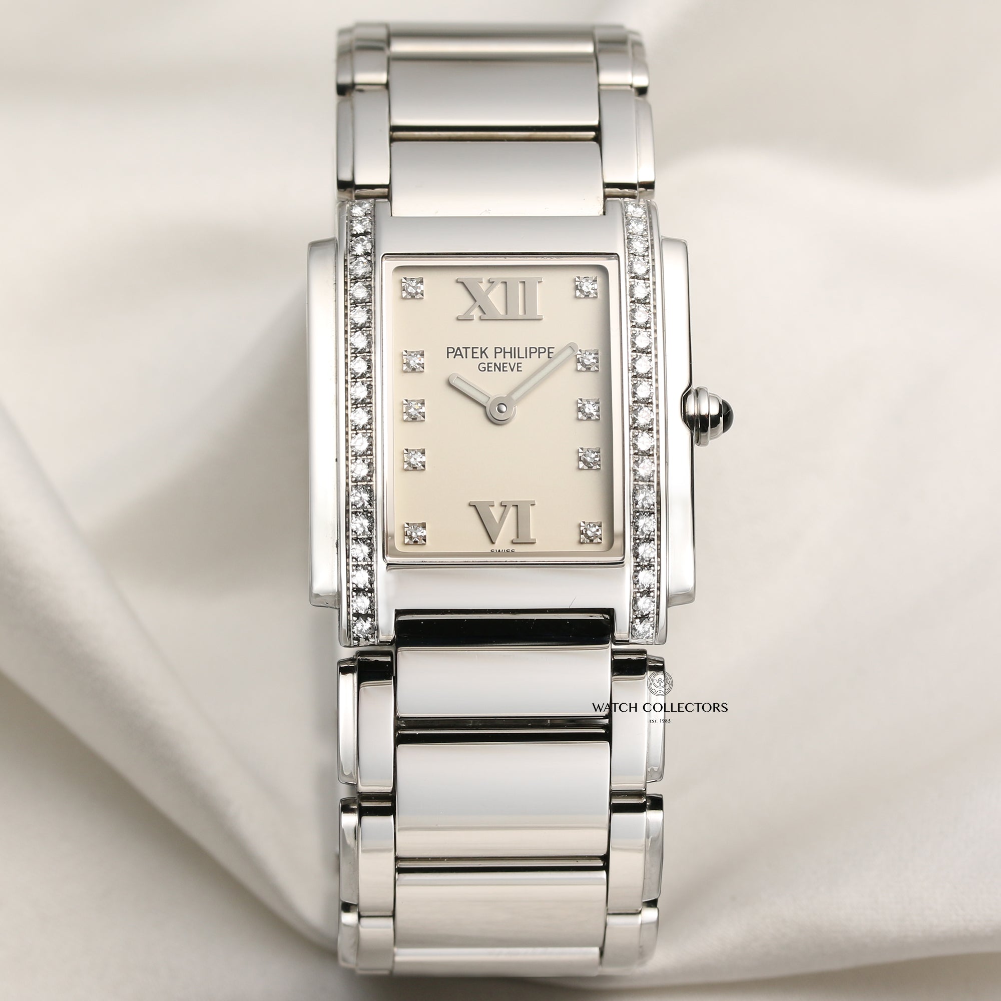 Patek Philippe 24 Stainless Steel Diamond Second Hand Watch Collectors 1
