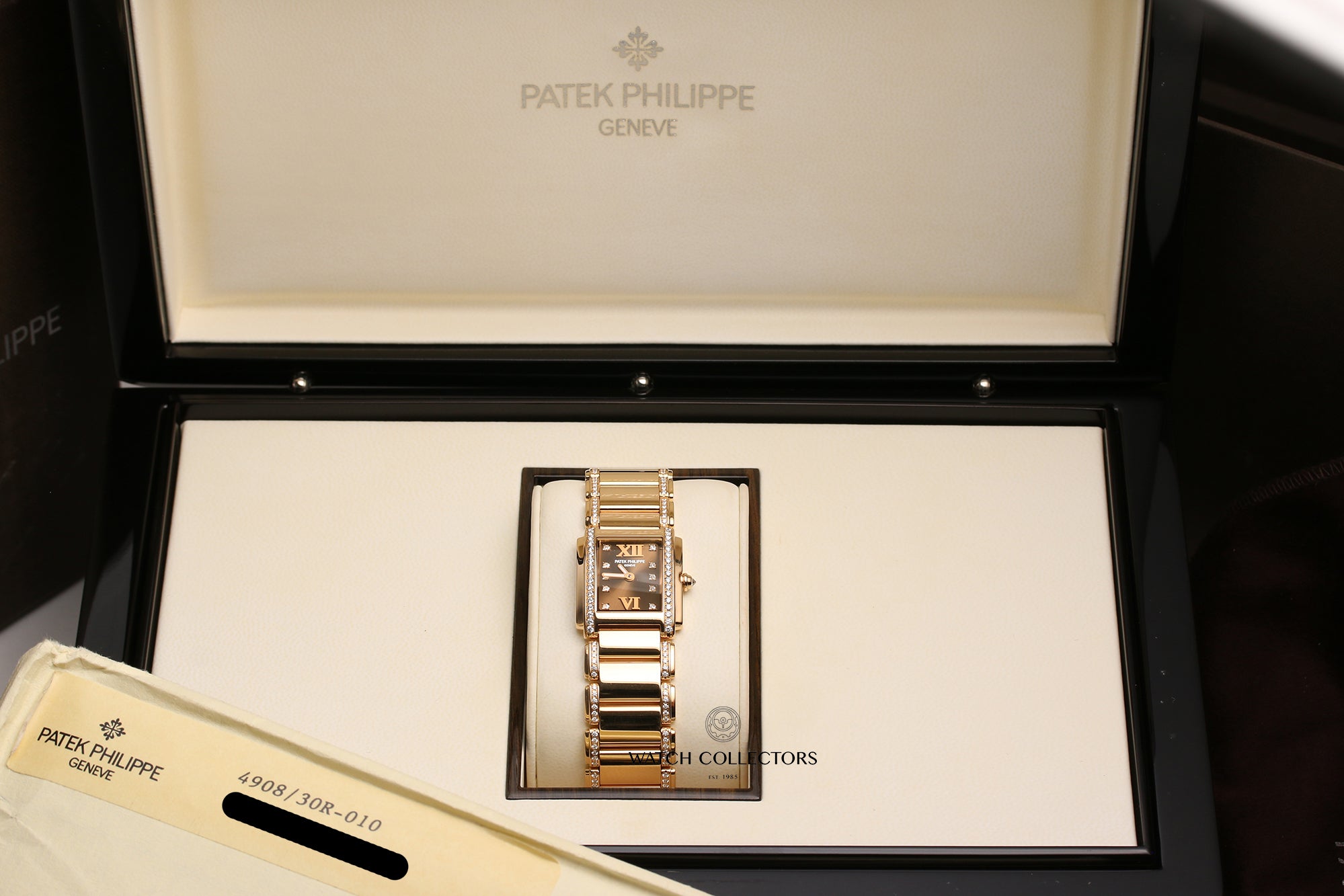 Patek-Philippe-4908-18K-Rose-Gold-Diamond-Chocolate-Dial-Bezel-Bracelet-Second-Hand-Watch-Collectors-11