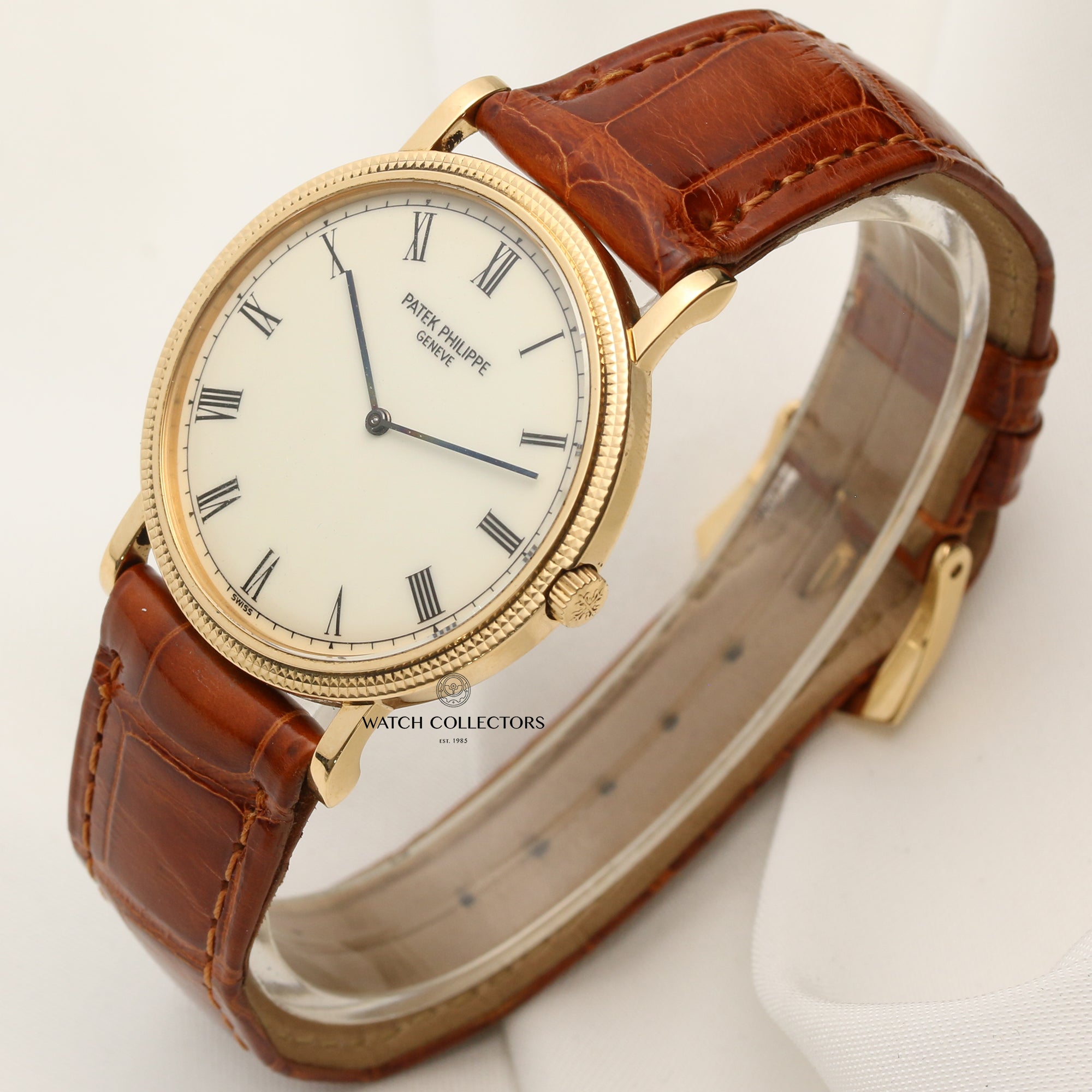 Patek Philippe Calatrava 3520 18K Yellow Gold Enamel Dial Second Hand Watch Collectors 3