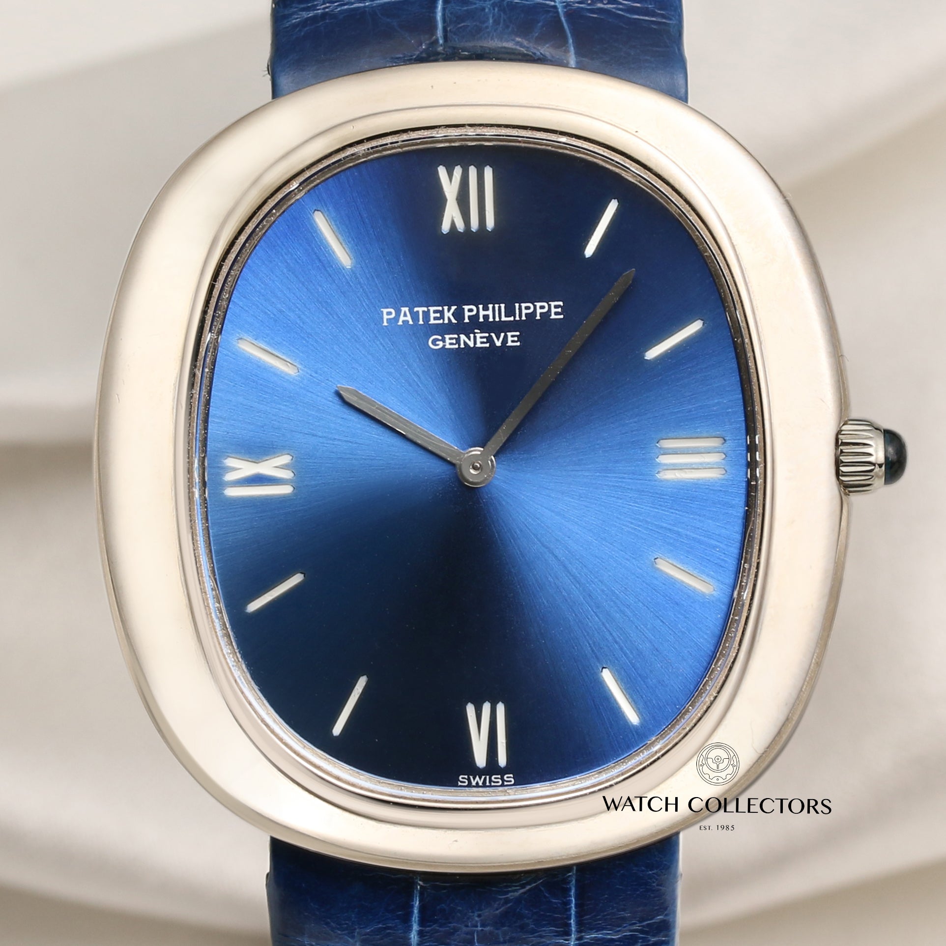 Patek Philippe Ellipse 18K White Gold Blue Dial Second Hand Watch Collectors 2