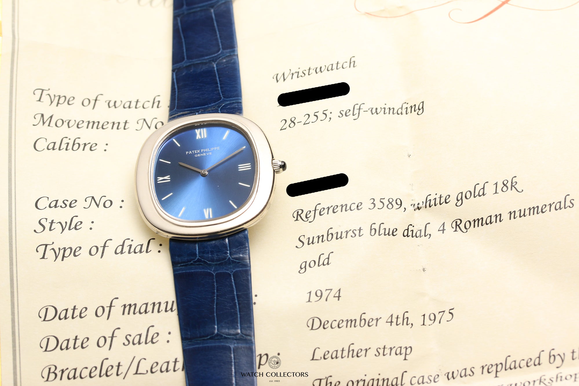 Patek Philippe Ellipse 18K White Gold Blue Dial Second Hand Watch Collectors 9