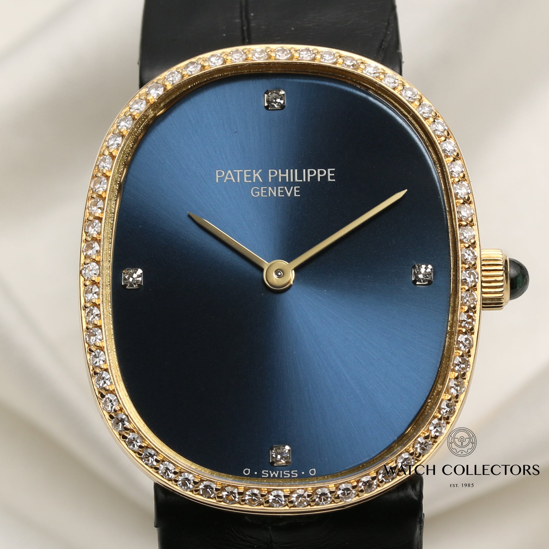 Patek Philippe Ellipse 18K Yellow Gold Diamond Bezel Dial Second Hand Watch Collectors 2