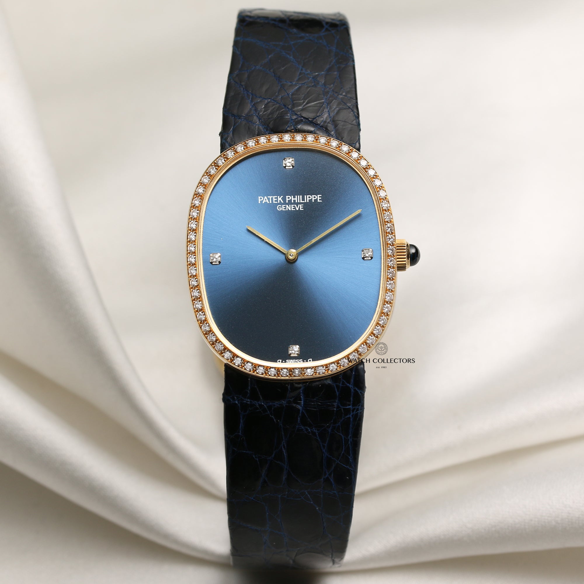 Patek Philippe Ellipse 18K Yellow Gold Diamond Bezel Second Hand Watch Collectors 1