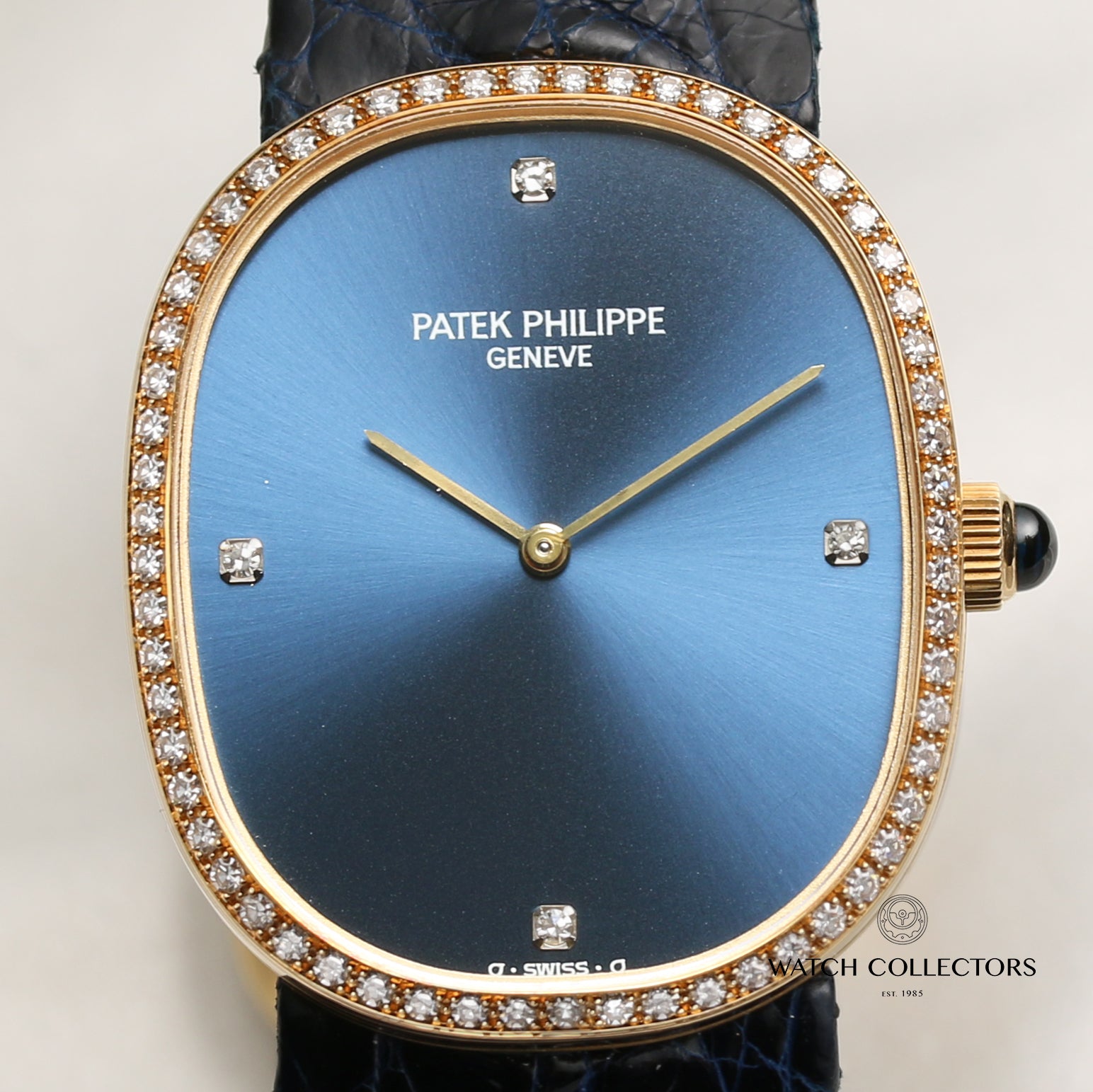 Patek Philippe Ellipse 18K Yellow Gold Diamond Bezel Second Hand Watch Collectors 2