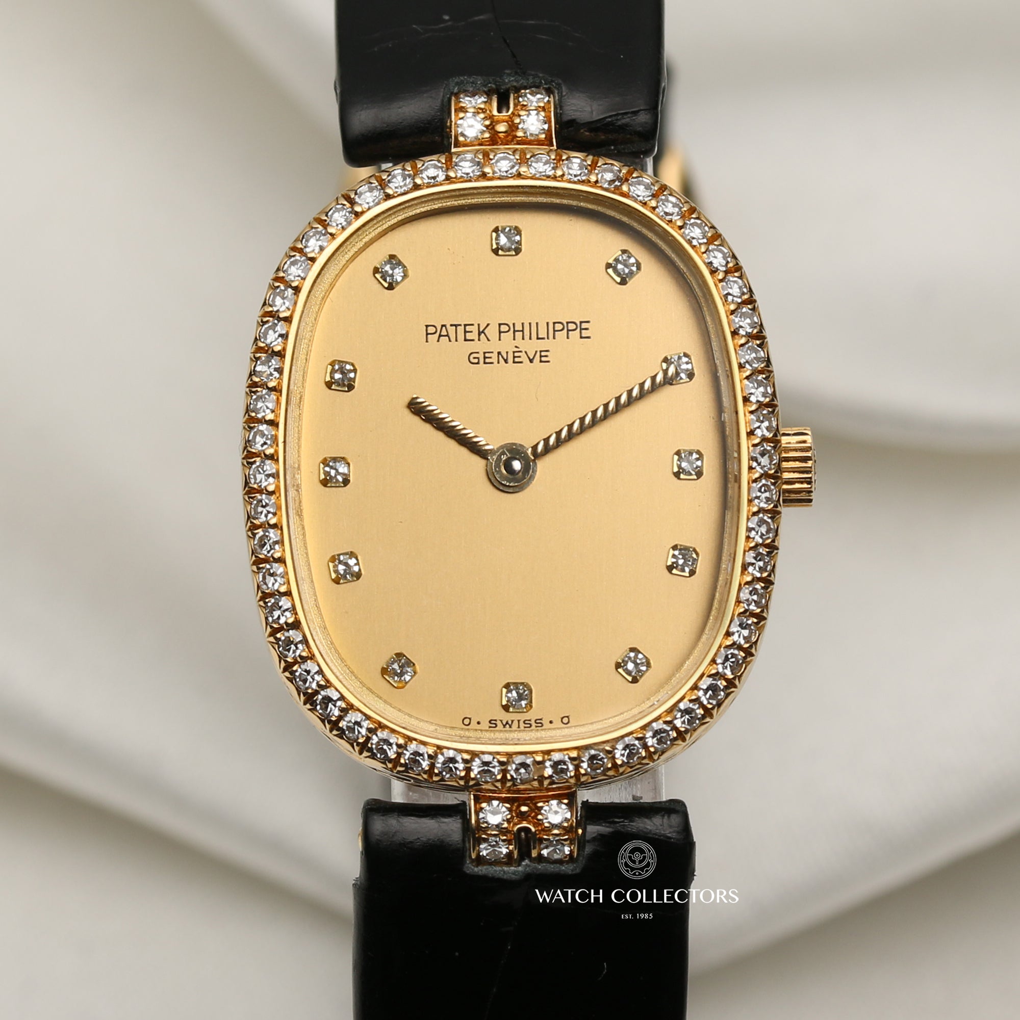 Patek Philippe Ellipse 18K Yellow Gold Diamonds Second Hand Watch Collectors 2