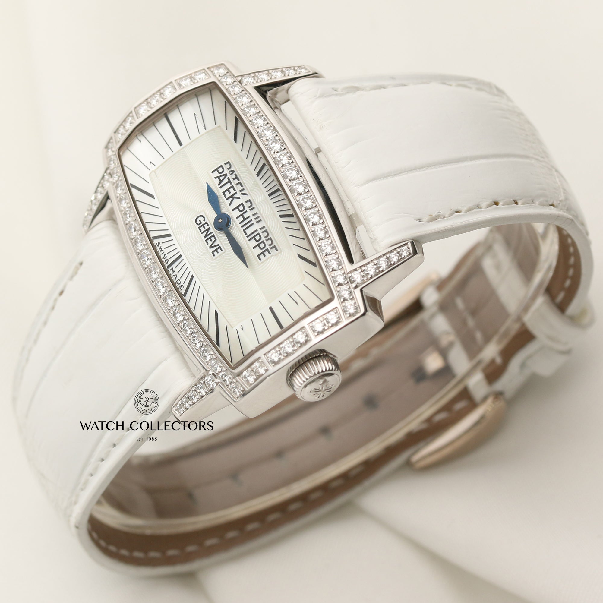 Patek Philippe Gemma 18K White Gold Diamond Second Hand Watch Collectors 3