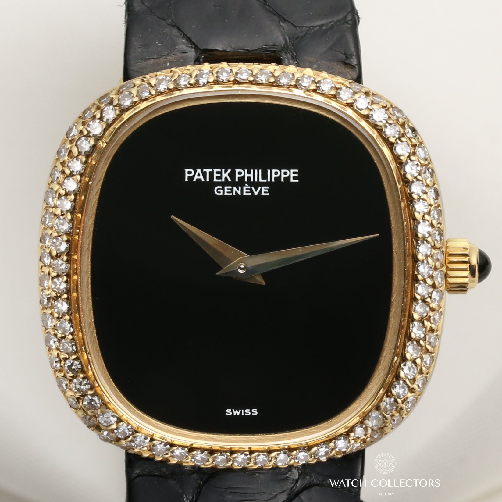 Patek Philippe Lady 4312 Onyx Dial Diamond Bezel 18k Yellow Gold Second Hand Watch Collectors 2
