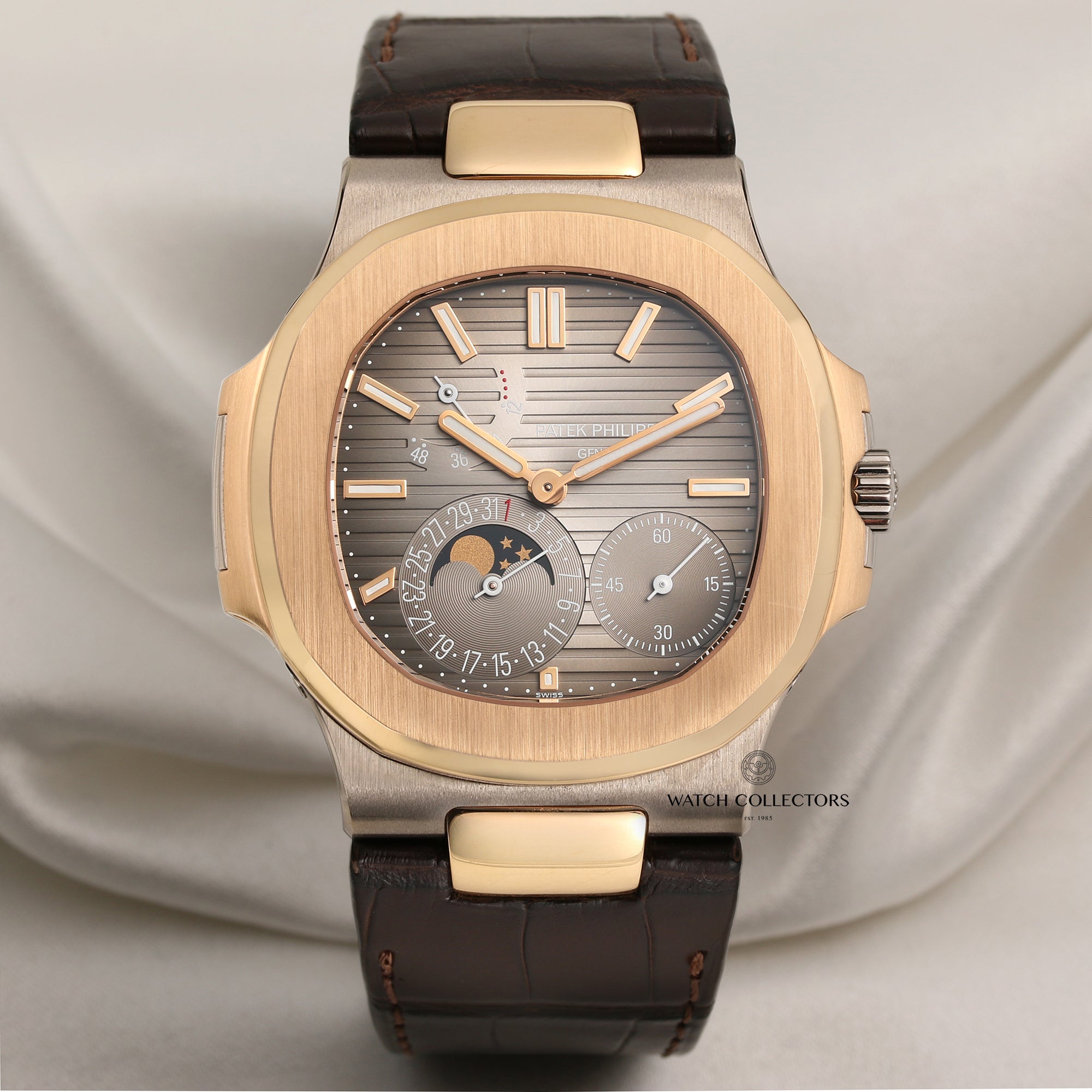 Patek Philippe Nautilus 5712GR-001 18K Rose & White Gold Second Hand Watch Collectors 1