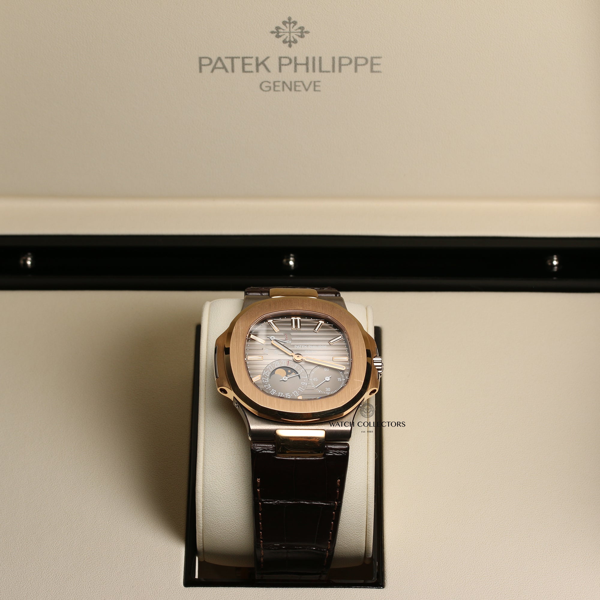 Patek Philippe Nautilus 5712GR-001 18K Rose & White Gold Second Hand Watch Collectors 12