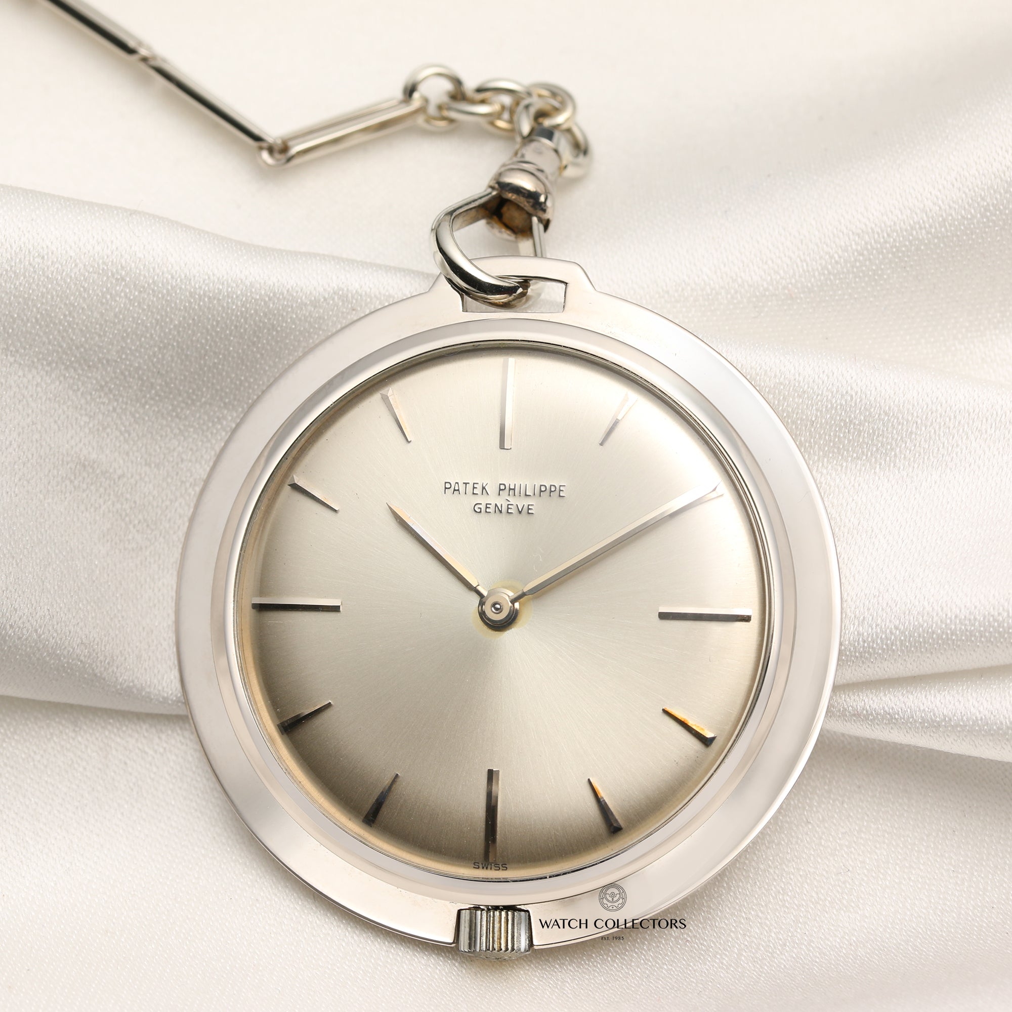 Patek Philippe Pocket Watch 18K White Gold Second Hand Watch Collectors 2