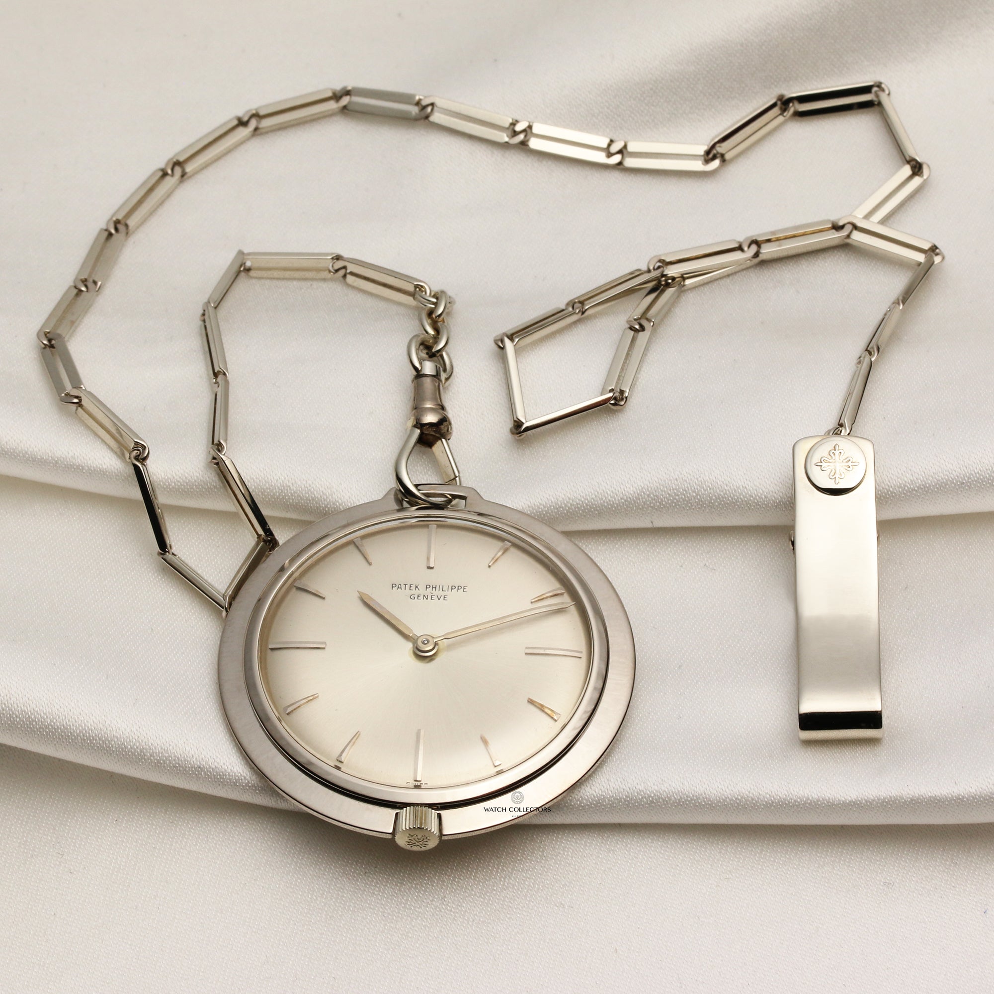 Patek Philippe Pocket Watch 18K White Gold Second Hand Watch Collectors 5