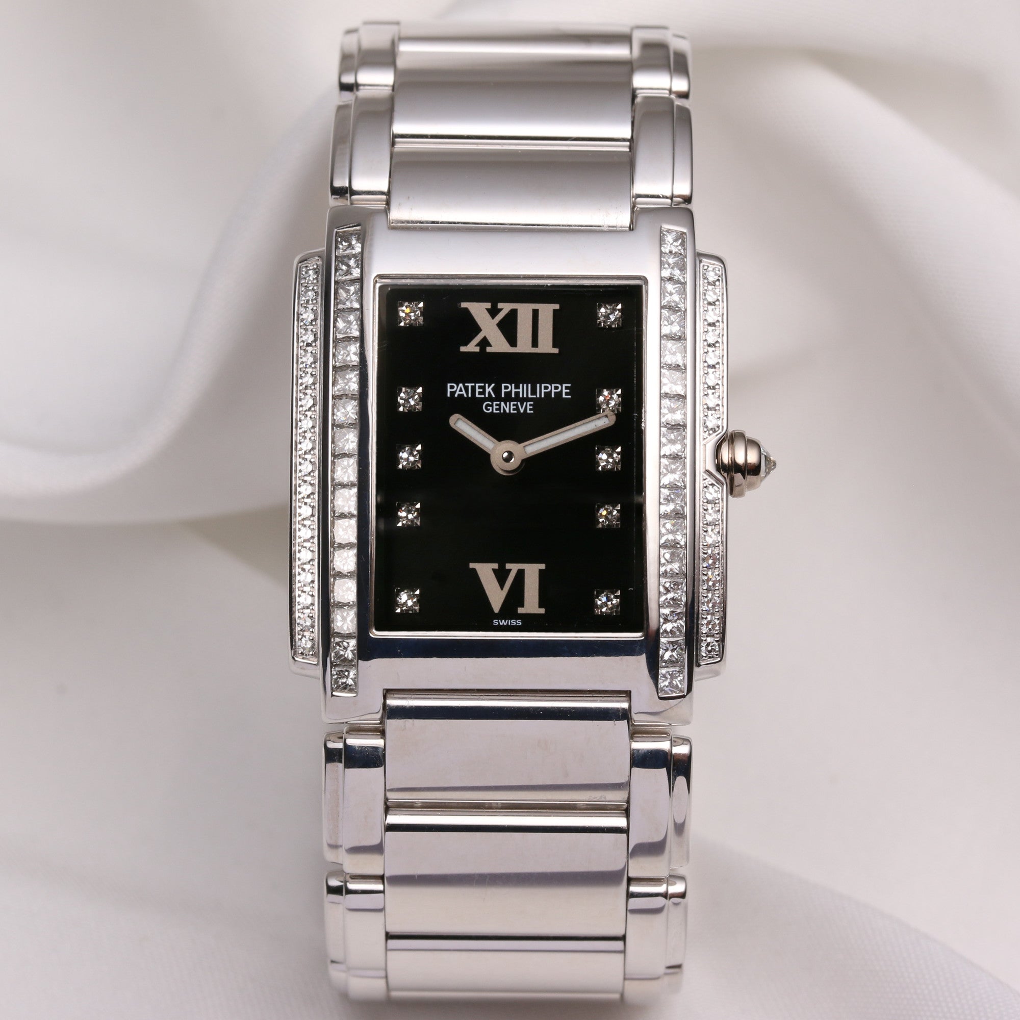 Patek Philippe Twenty-4 4910 20G Diamond Dial 18K White Gold Second Hand Watch Collectors 1
