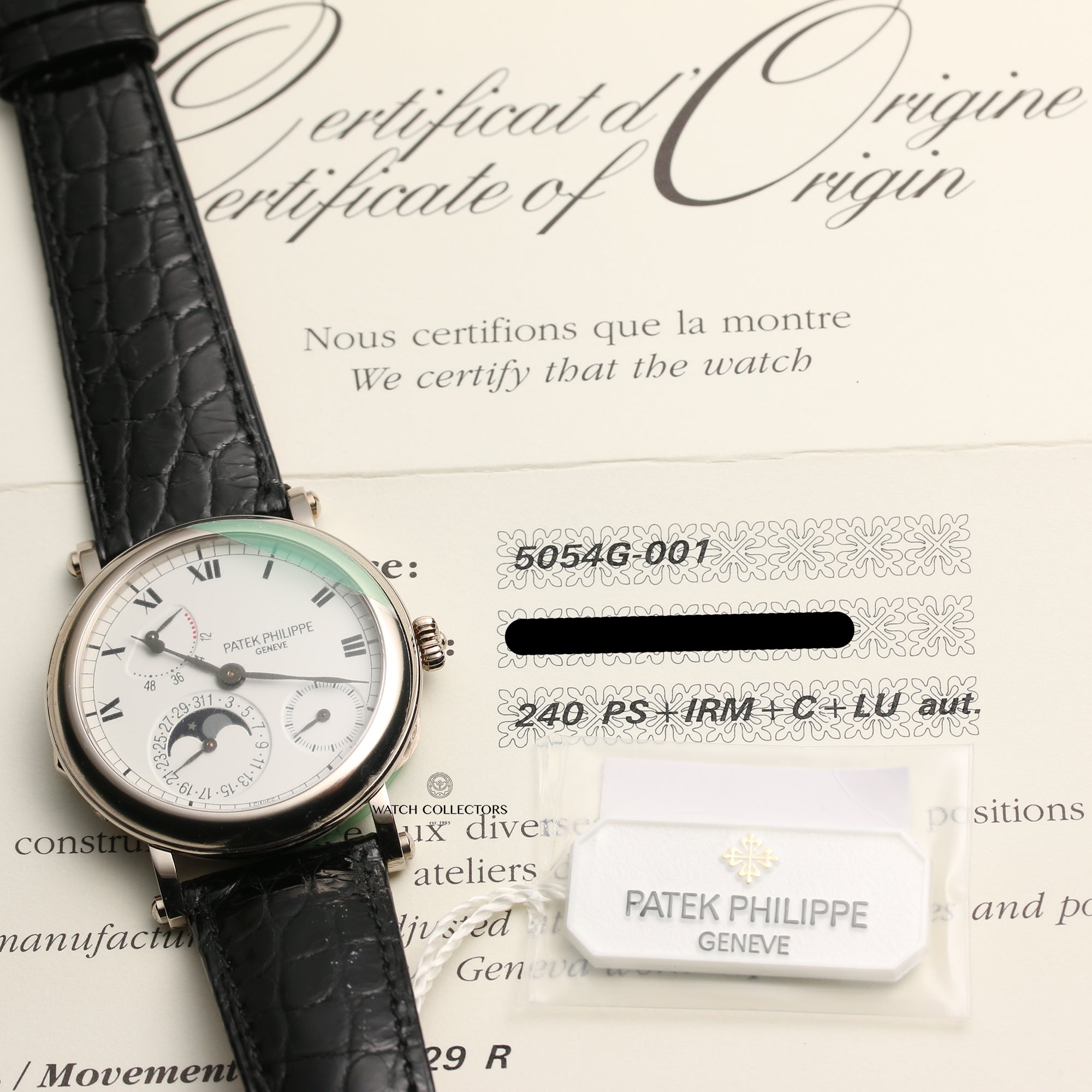 Patek Philippe White Gold Moonphase Calendar Ref 5054G-001 18K White Gold Second Hand Watch Collectors 11