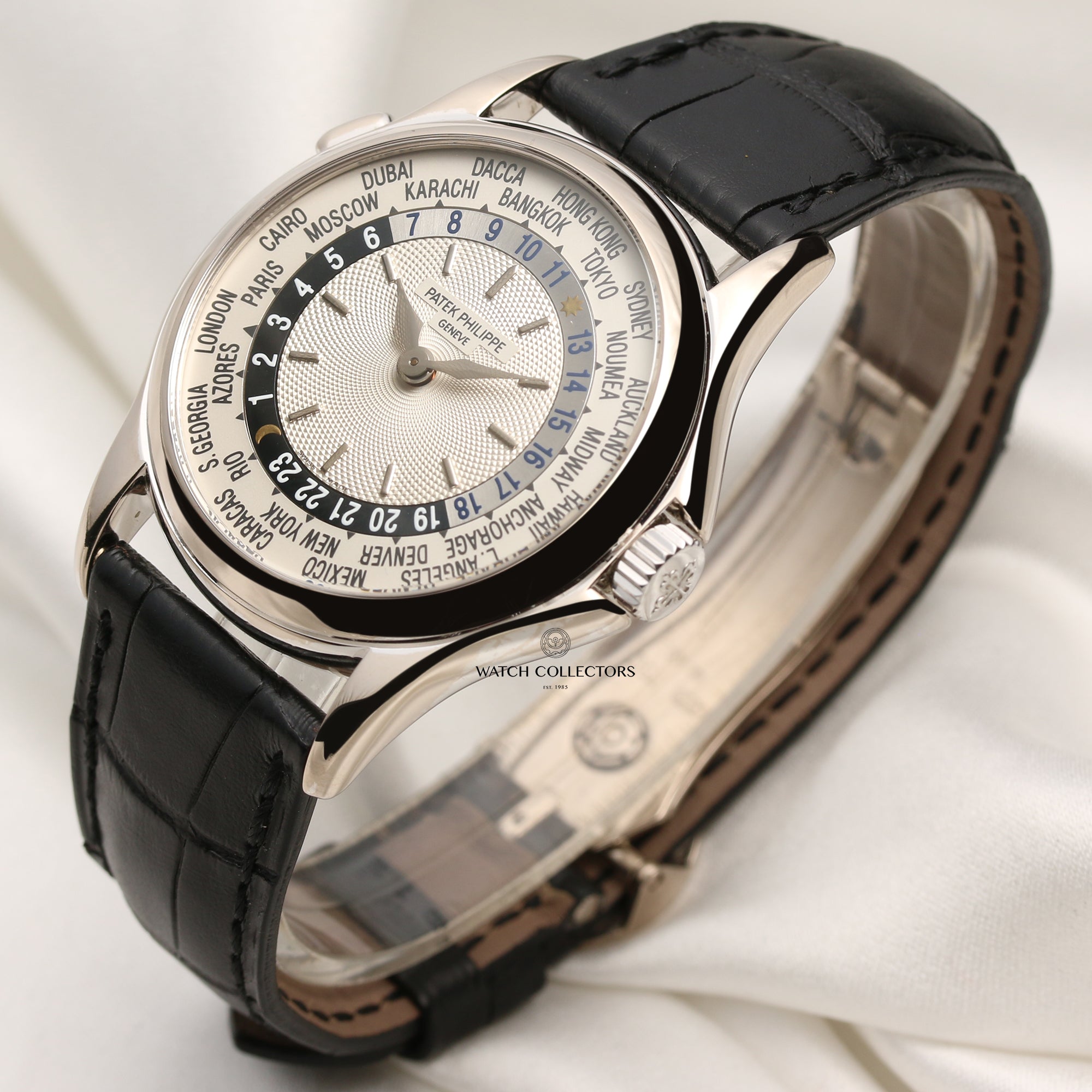 Patek Philippe World Time 18K White Gold Second Hand Watch Collectors 3