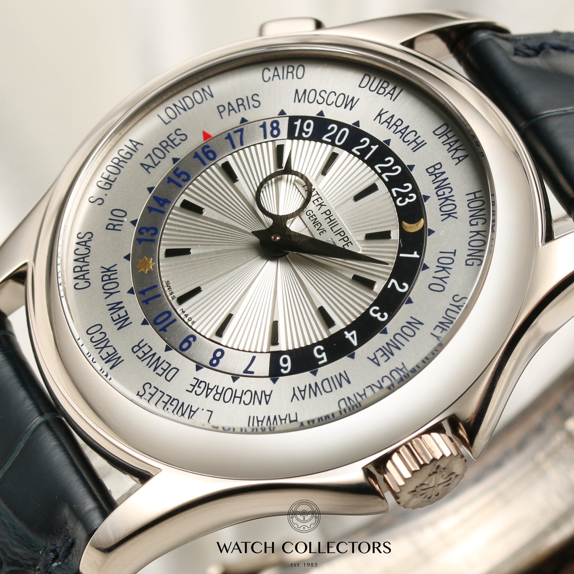 Patek Philippe World Time 18K White Gold Second Hand Watch Collectors 4