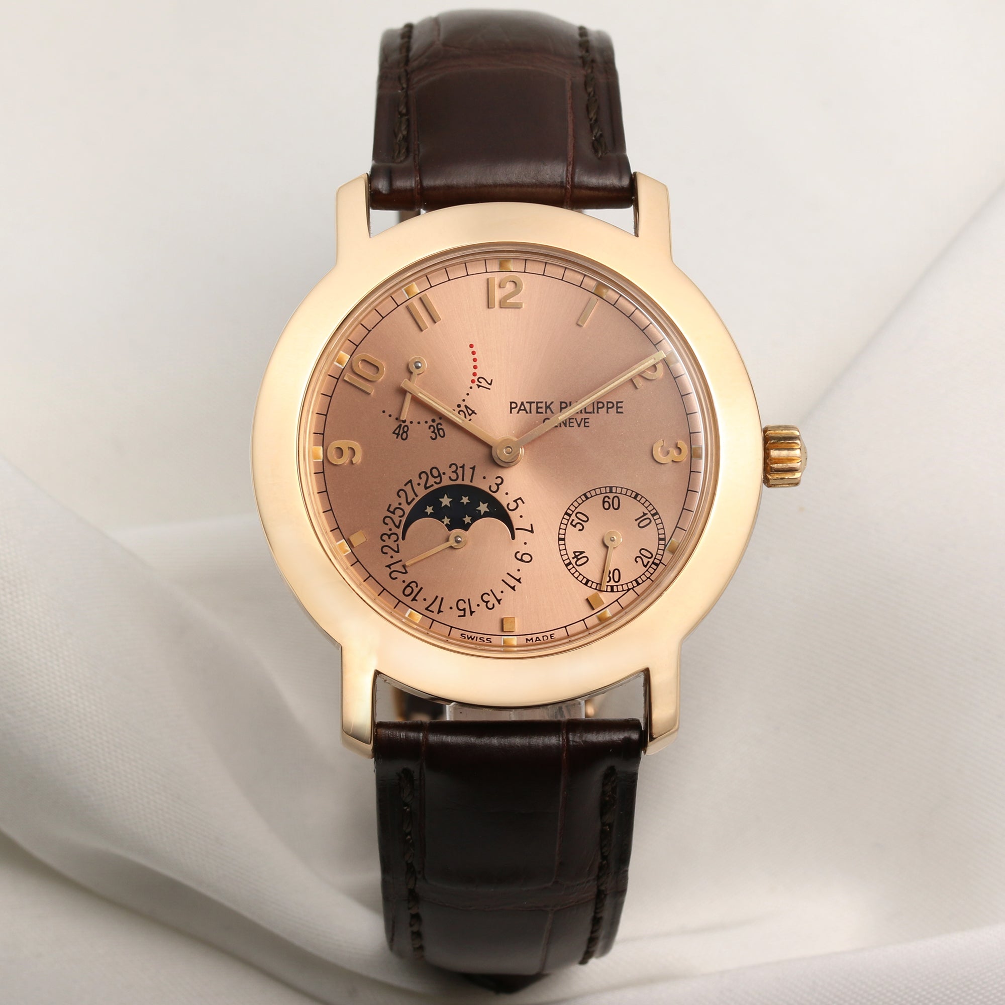 Patek Phillipe Moonphase Power Reserve 5055R 18K Rose Gold Second Hand Watch Collectors 1