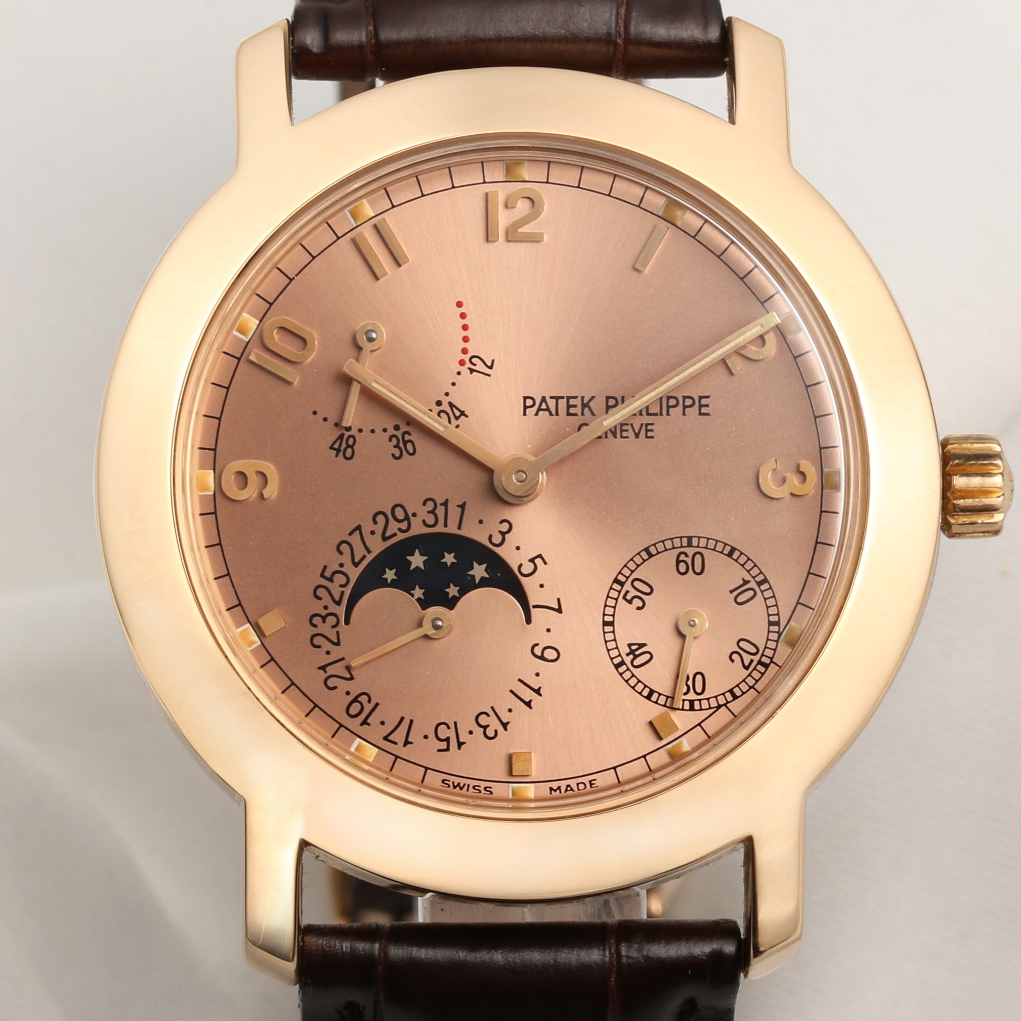 Patek Phillipe Moonphase Power Reserve 5055R 18K Rose Gold Second Hand Watch Collectors 2