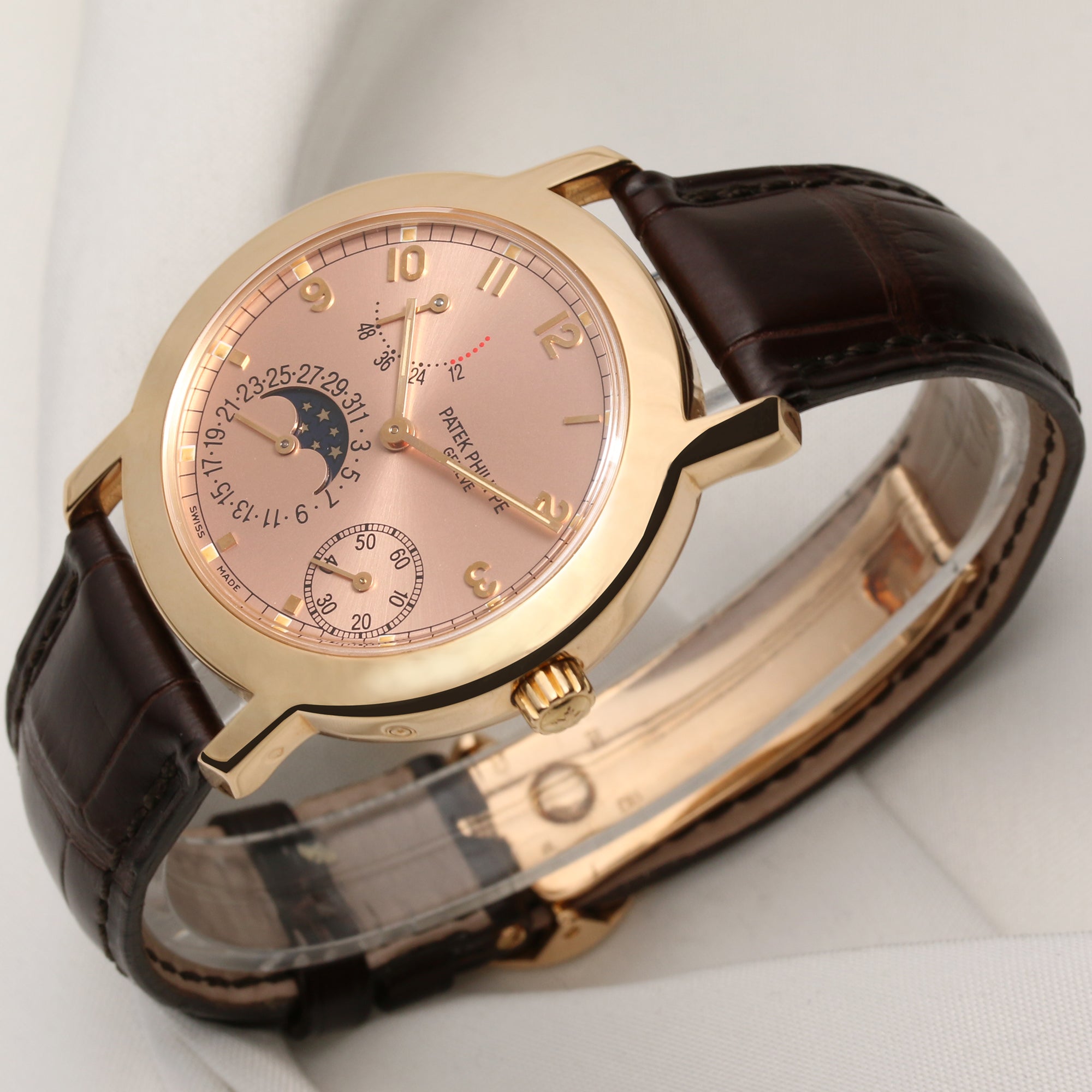 Patek Phillipe Moonphase Power Reserve 5055R 18K Rose Gold Second Hand Watch Collectors 3