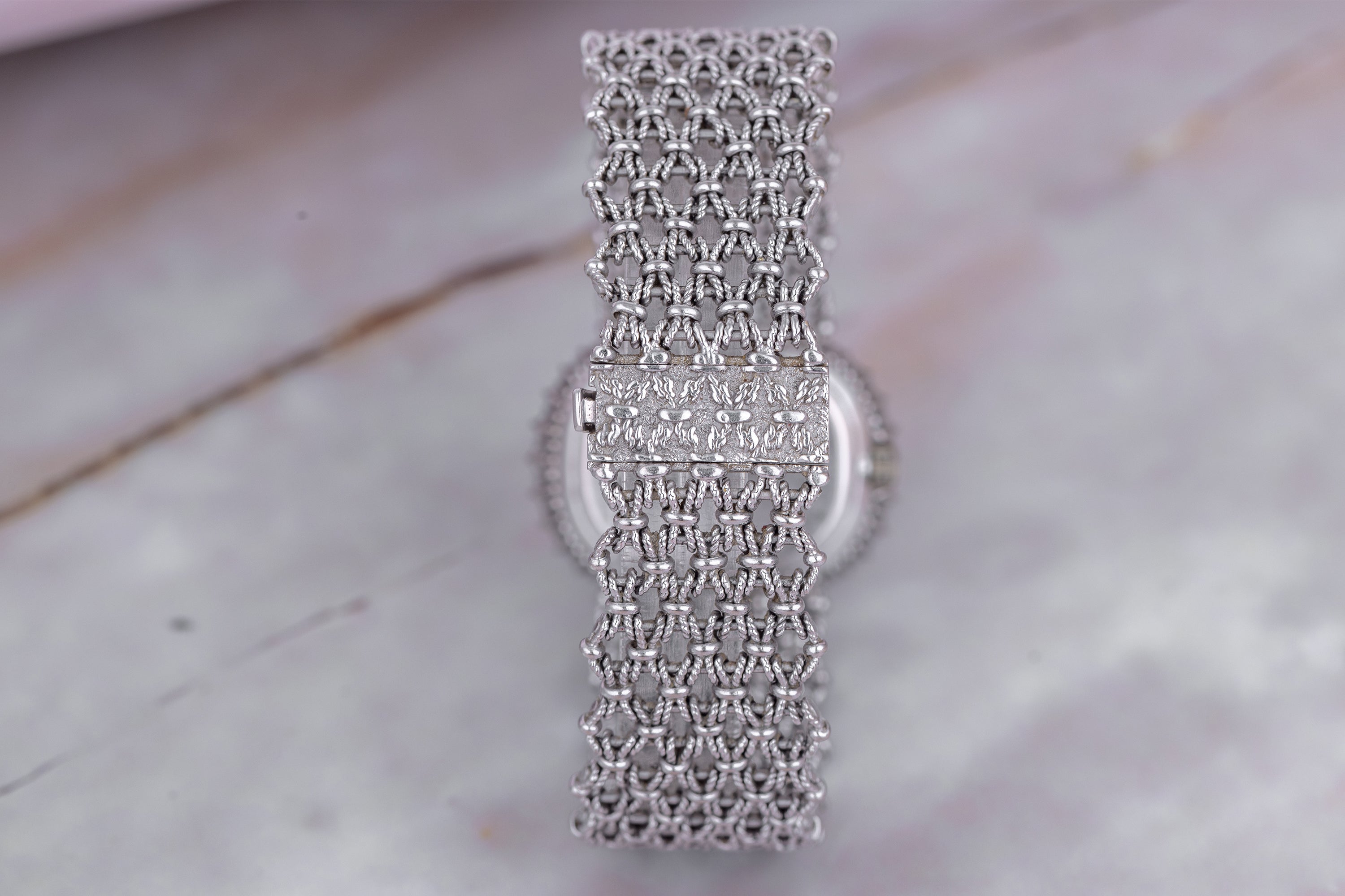 Rare Patek Philippe Ladies Wristwatch | Coral Dial | Diamond Bezel | Circa 1980s | 18k White Gold