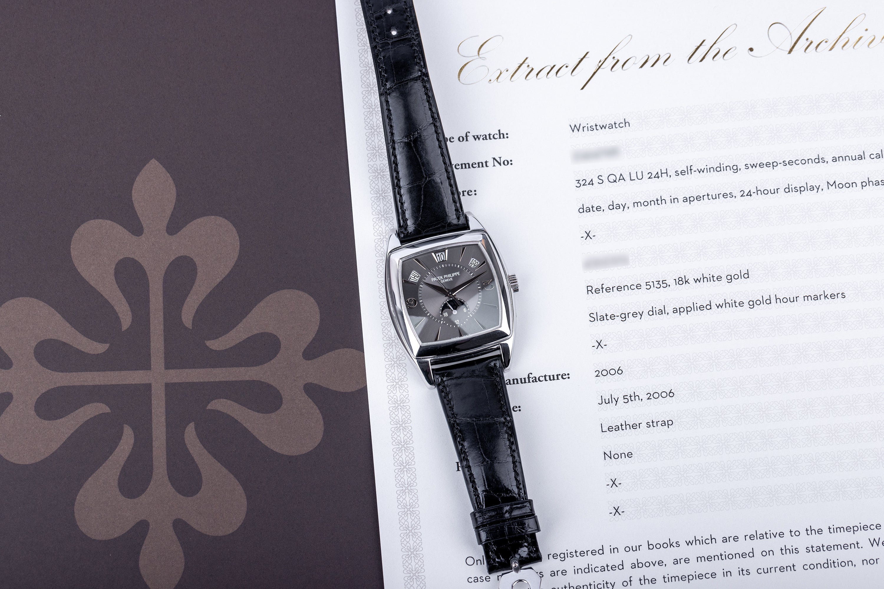 Patek Philippe Gondolo Annual Calendar | REF. 5135G | 18k White Gold | 2006 | Extract From Archives