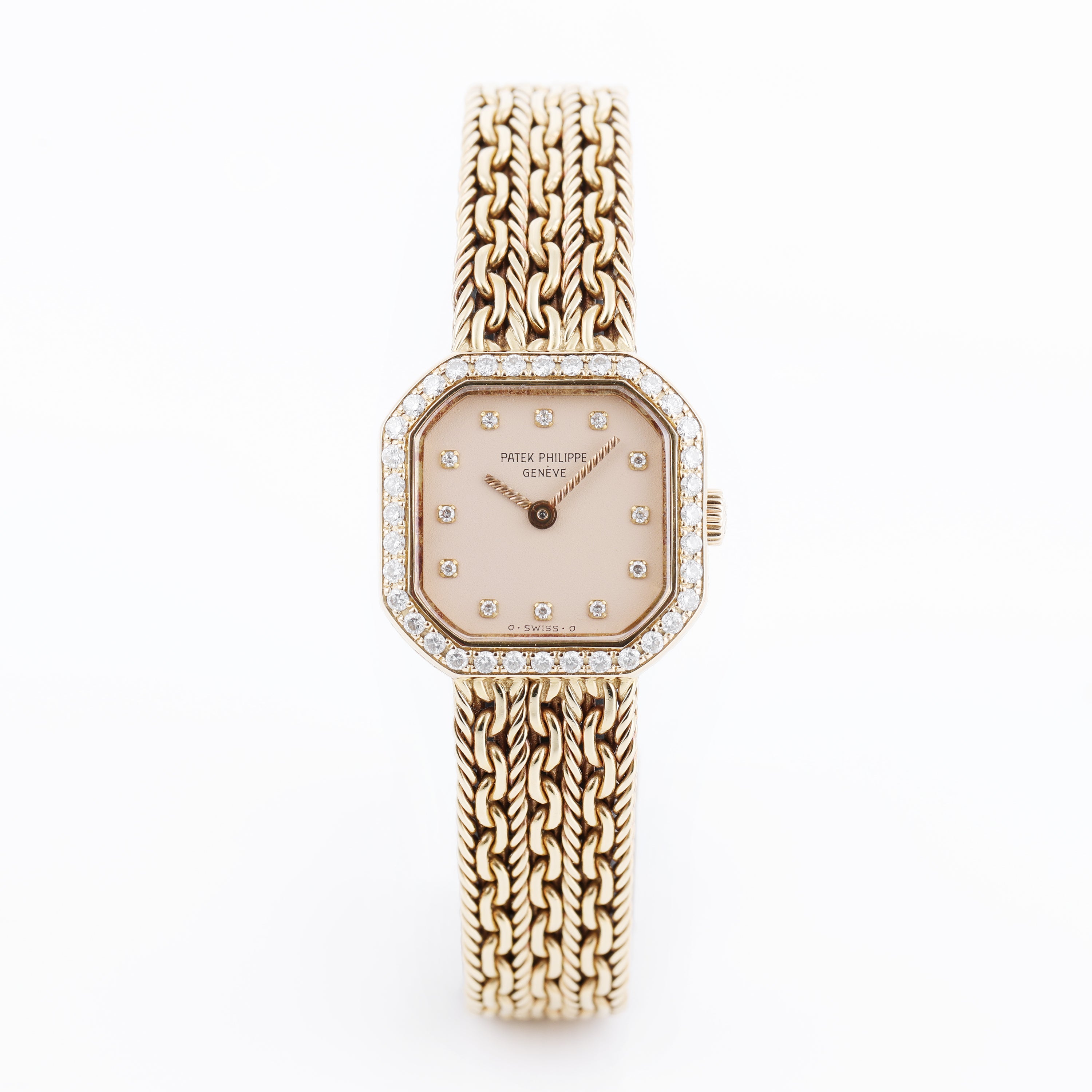Patek Philippe Lady Diamond Wristwatch | REF. 4656/2 | Circa 1990s | Unique Diamond Dial & Triple Row Diamond Bezel | 18k Yellow Gold