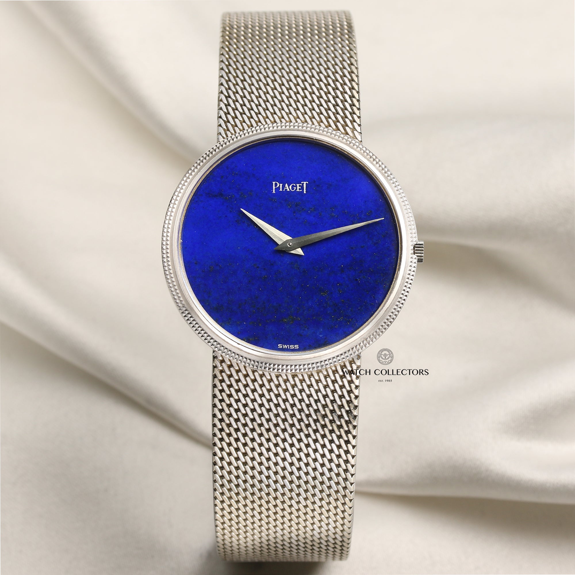 Piaget 18K White Gold Lapis Lazuli Dial Second Hand Watch Collectors 1