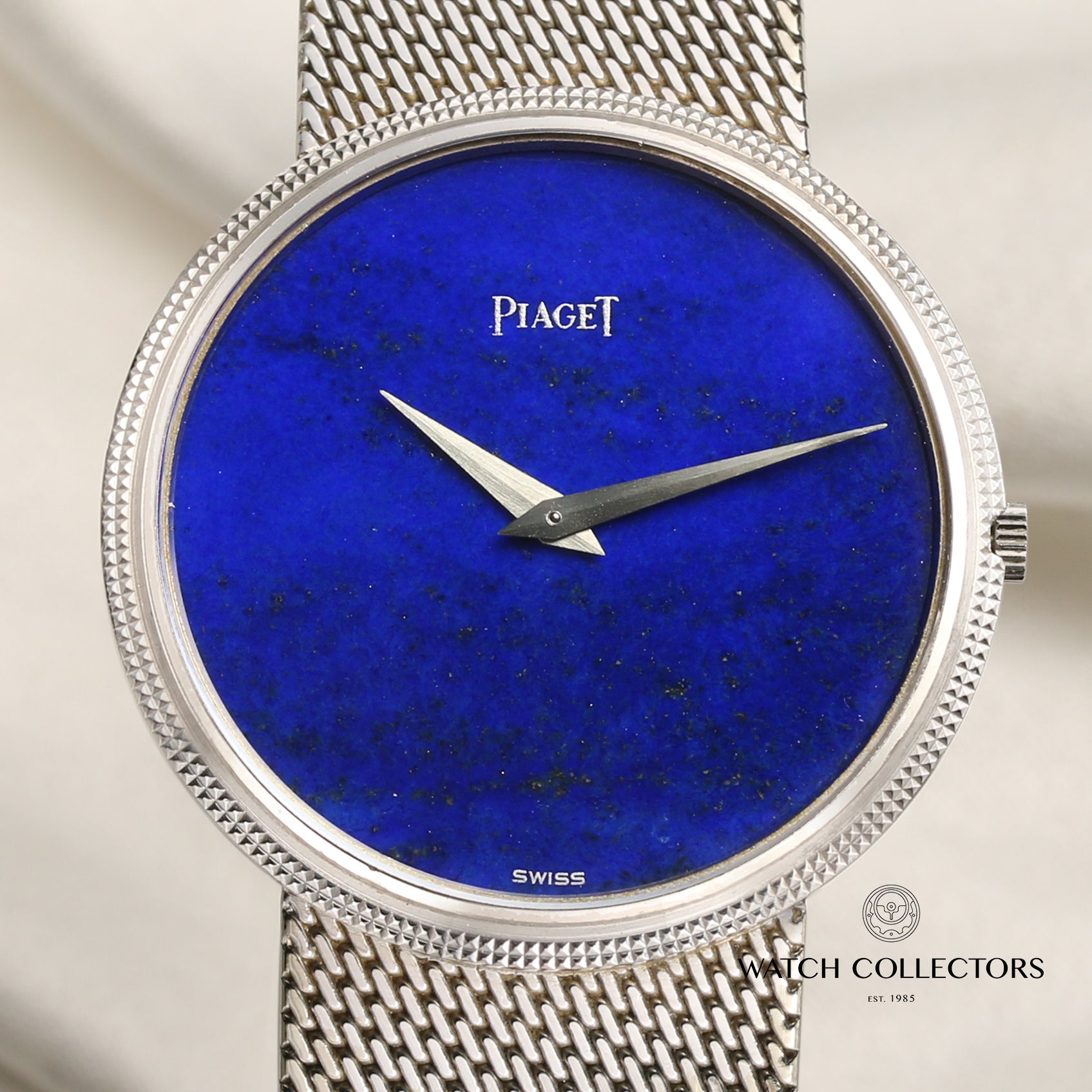 Piaget 18K White Gold Lapis Lazuli Dial Second Hand Watch Collectors 2