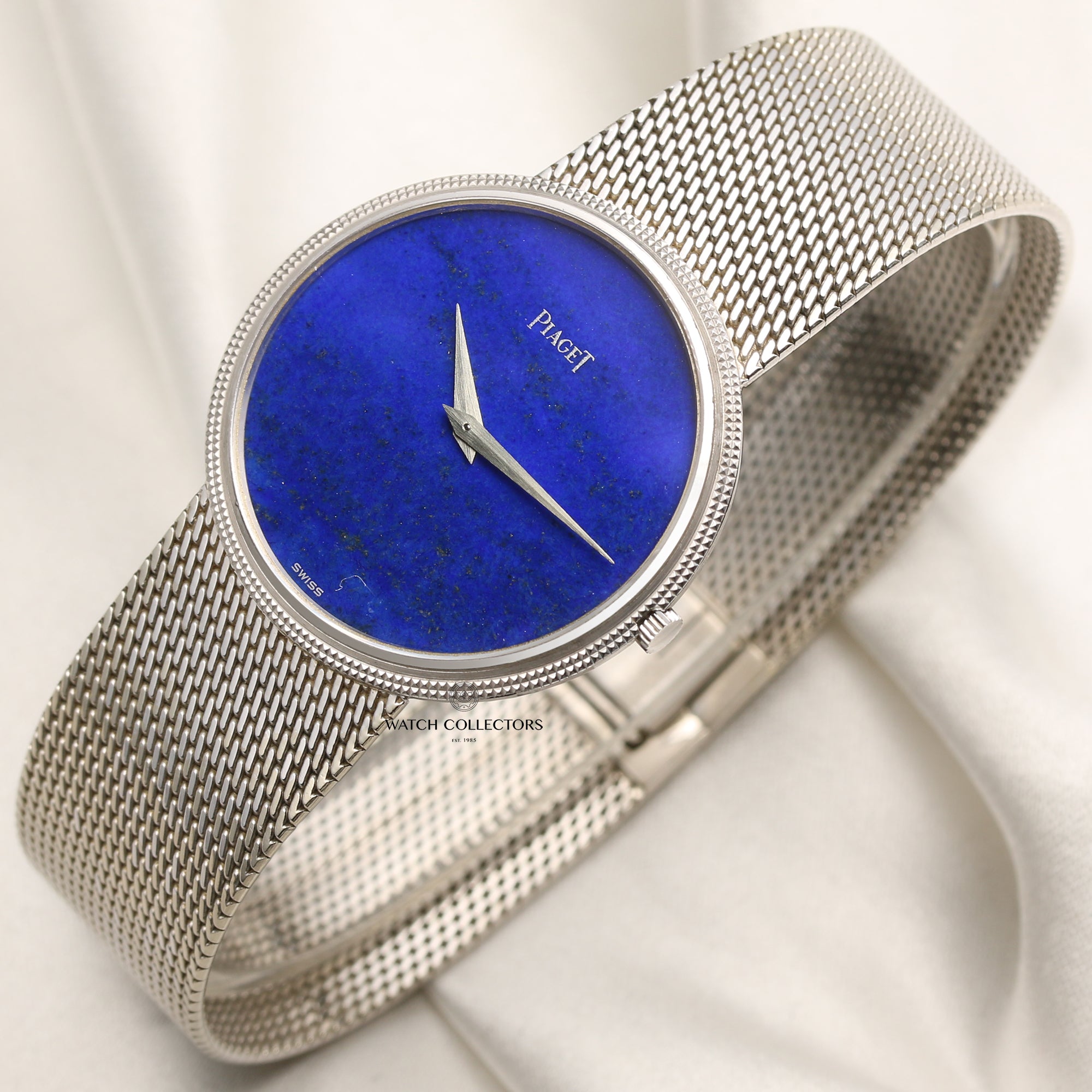 Piaget 18K White Gold Lapis Lazuli Dial Second Hand Watch Collectors 3
