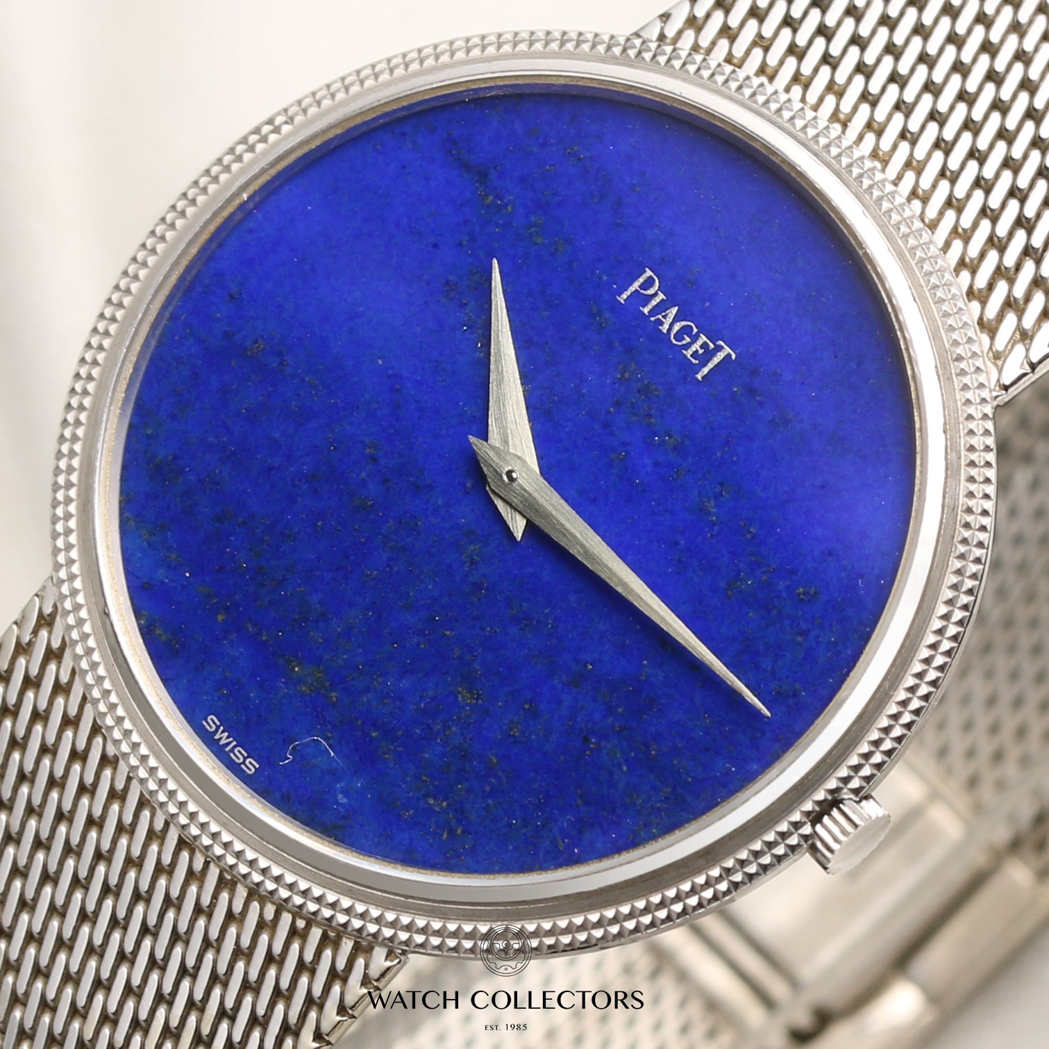 Piaget 18K White Gold Lapis Lazuli Dial Second Hand Watch Collectors 4