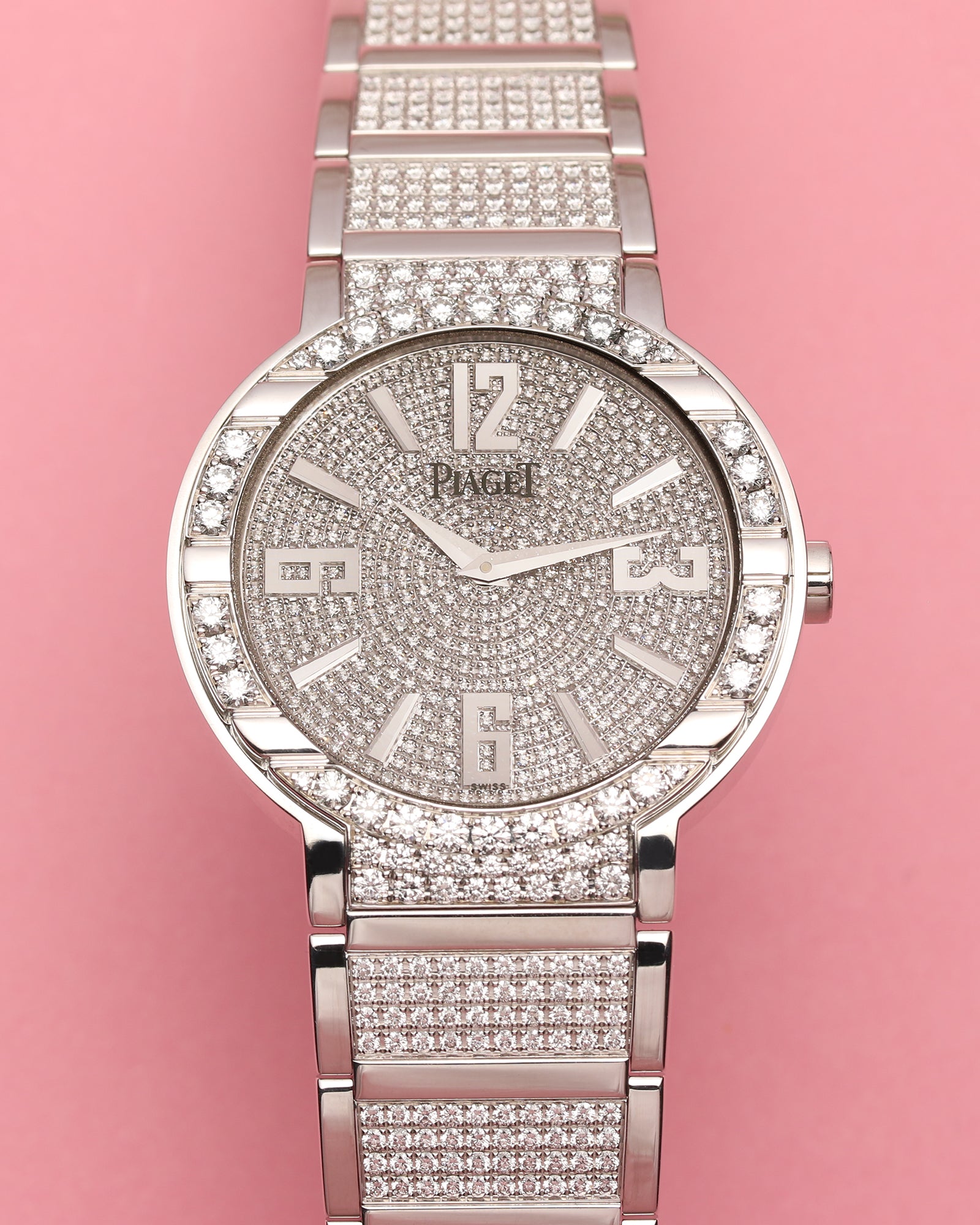 Piaget 18K White Gold Pave Diamond Second Hand Watch Collectors 10