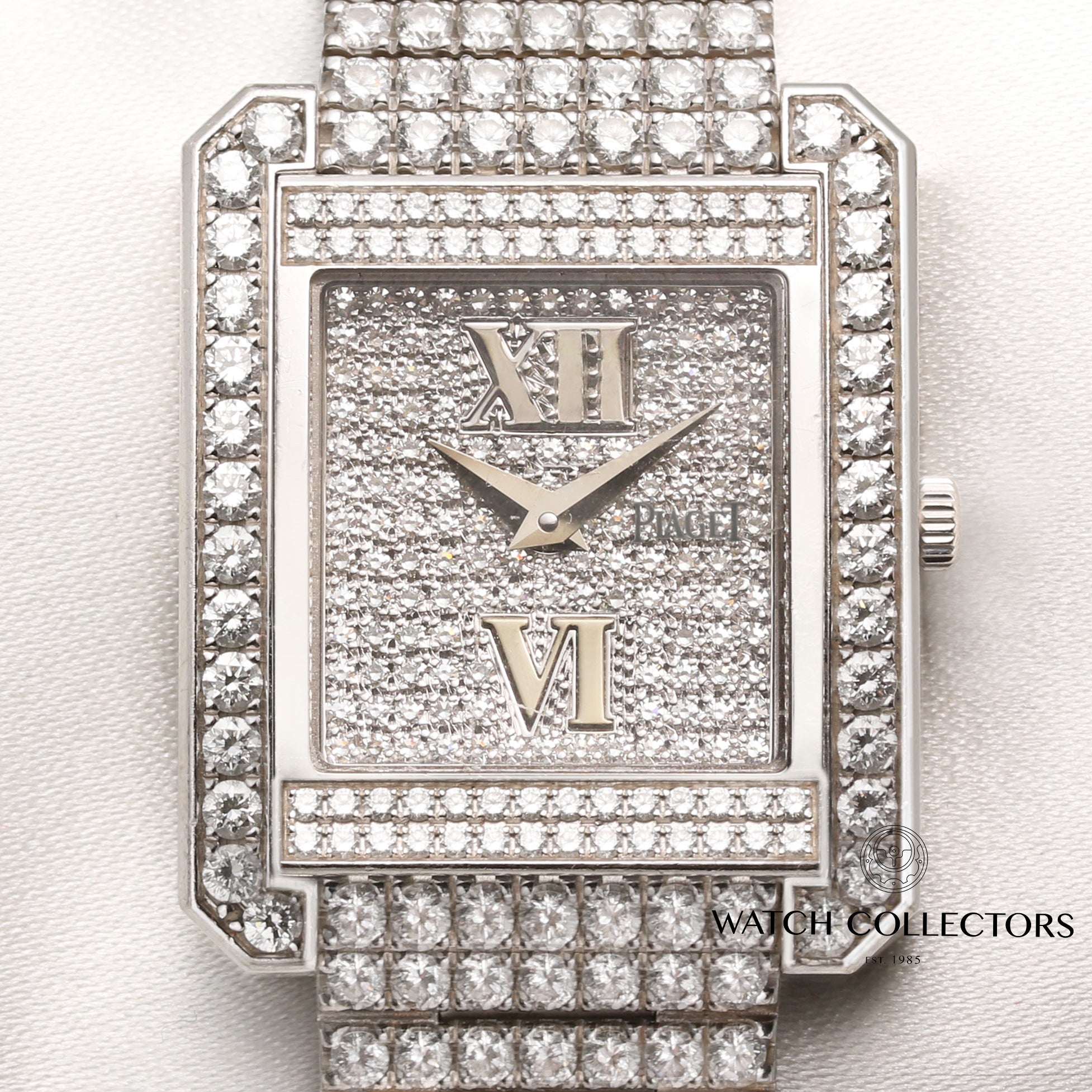 Piaget 18K White Gold Pave Full Diamond Second Hand Watch Collectors 2