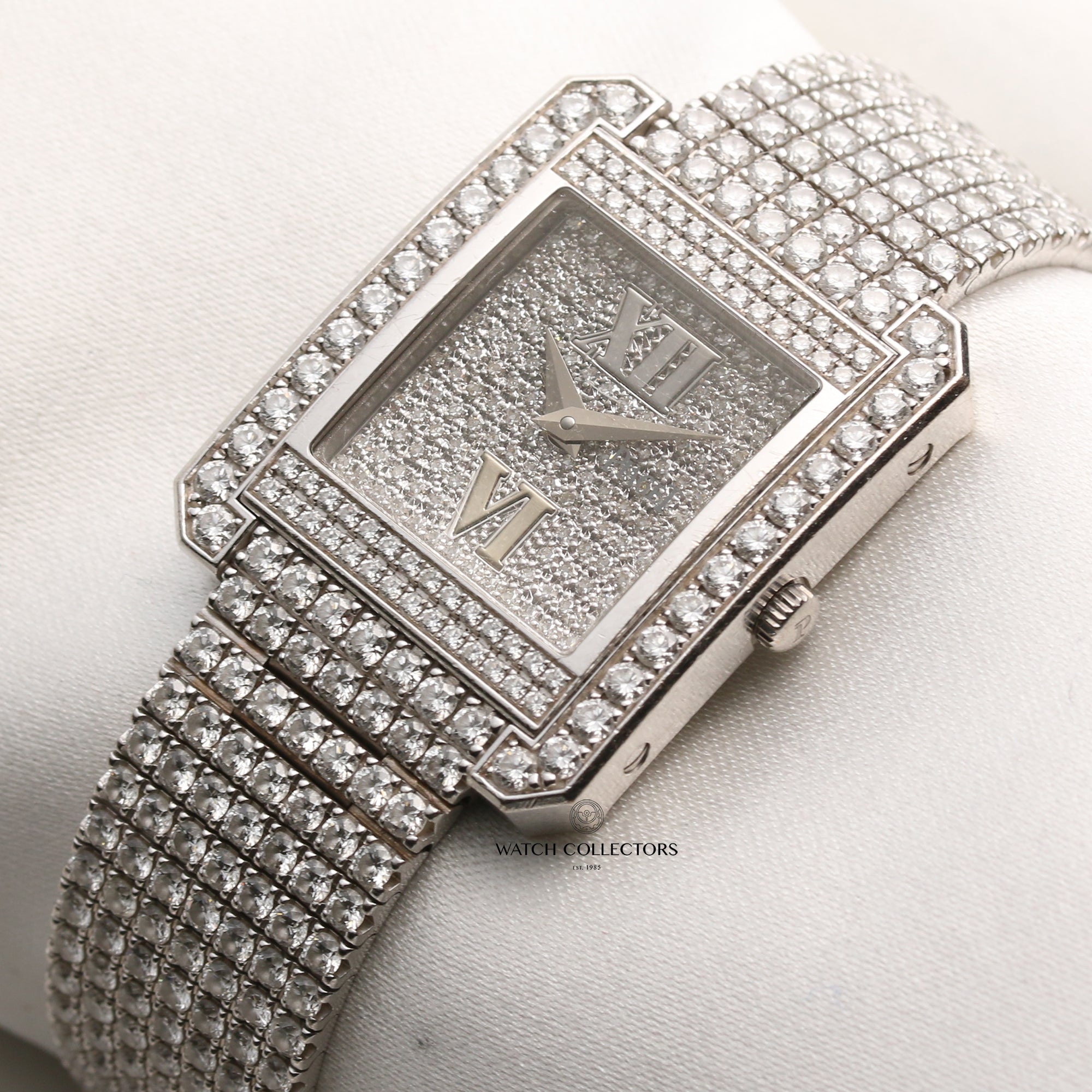 Piaget 18K White Gold Pave Full Diamond Second Hand Watch Collectors 3