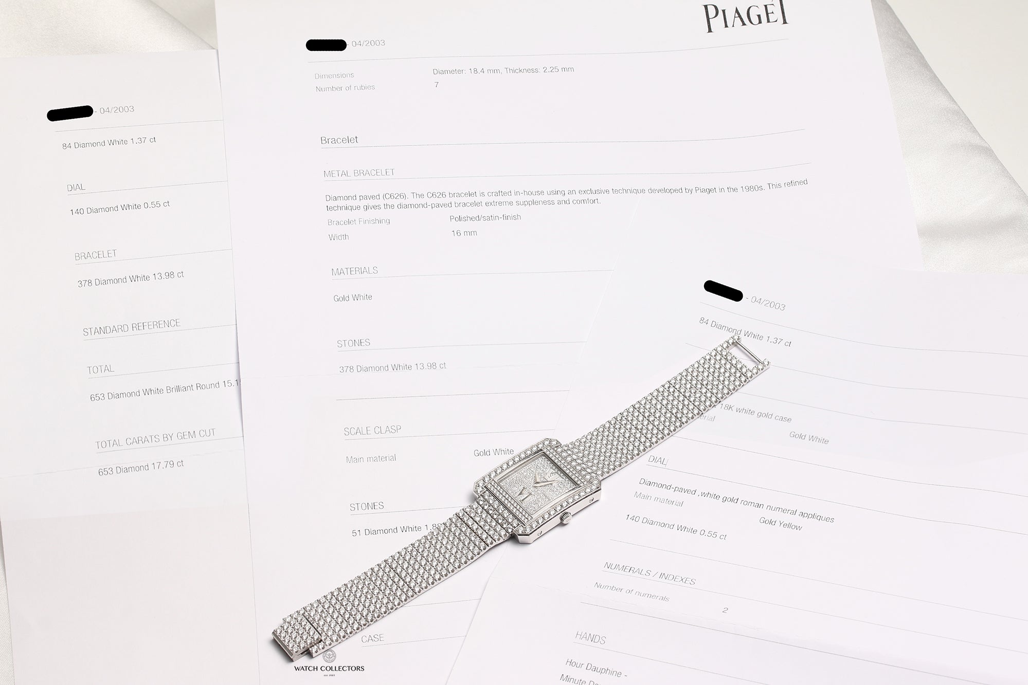 Piaget 18K White Gold Pave Full Diamond Second Hand Watch Collectors 9