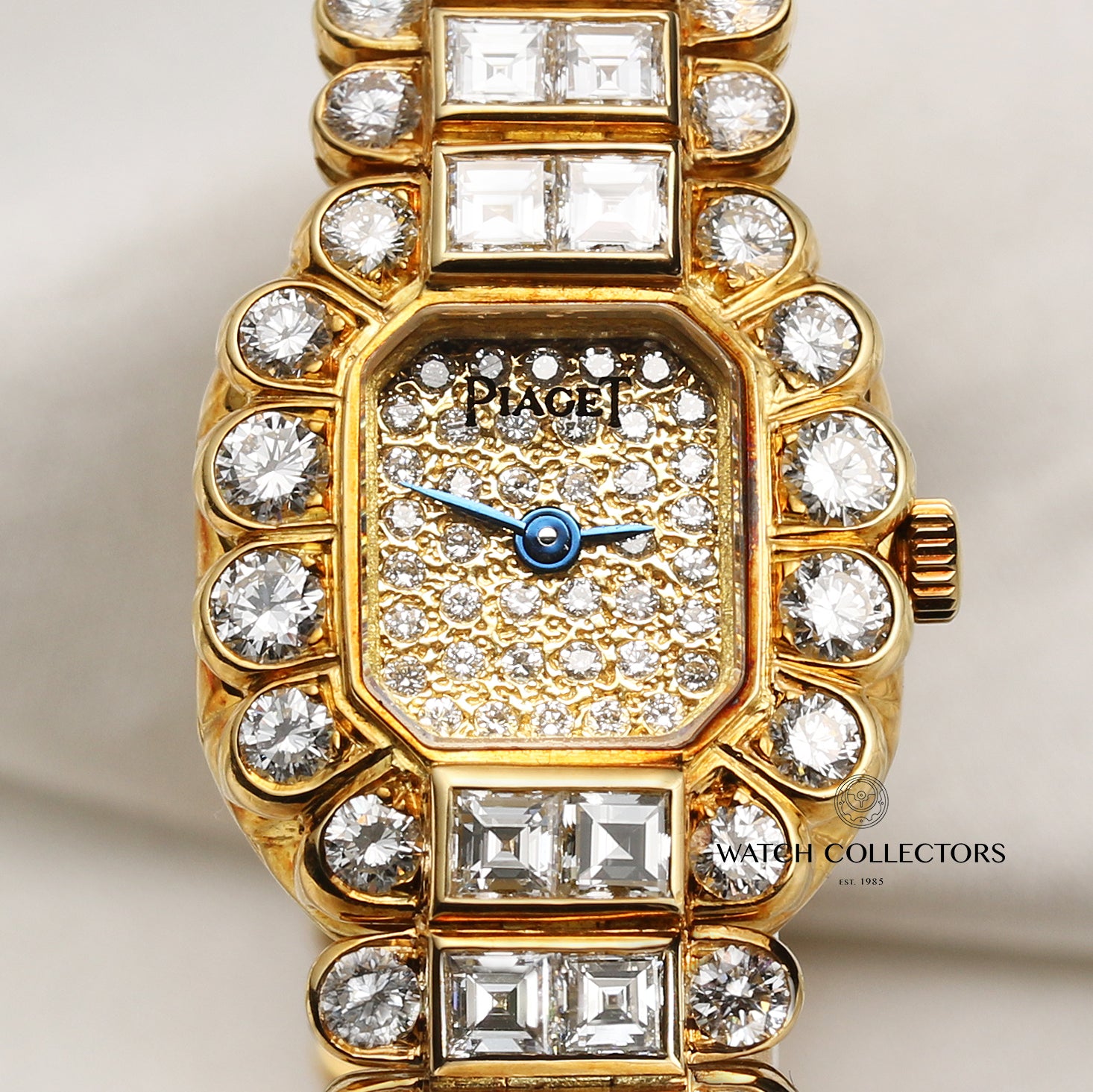 Piaget 18K Yellow Gold Diamond Pave Second Hand Watch Collectors 2