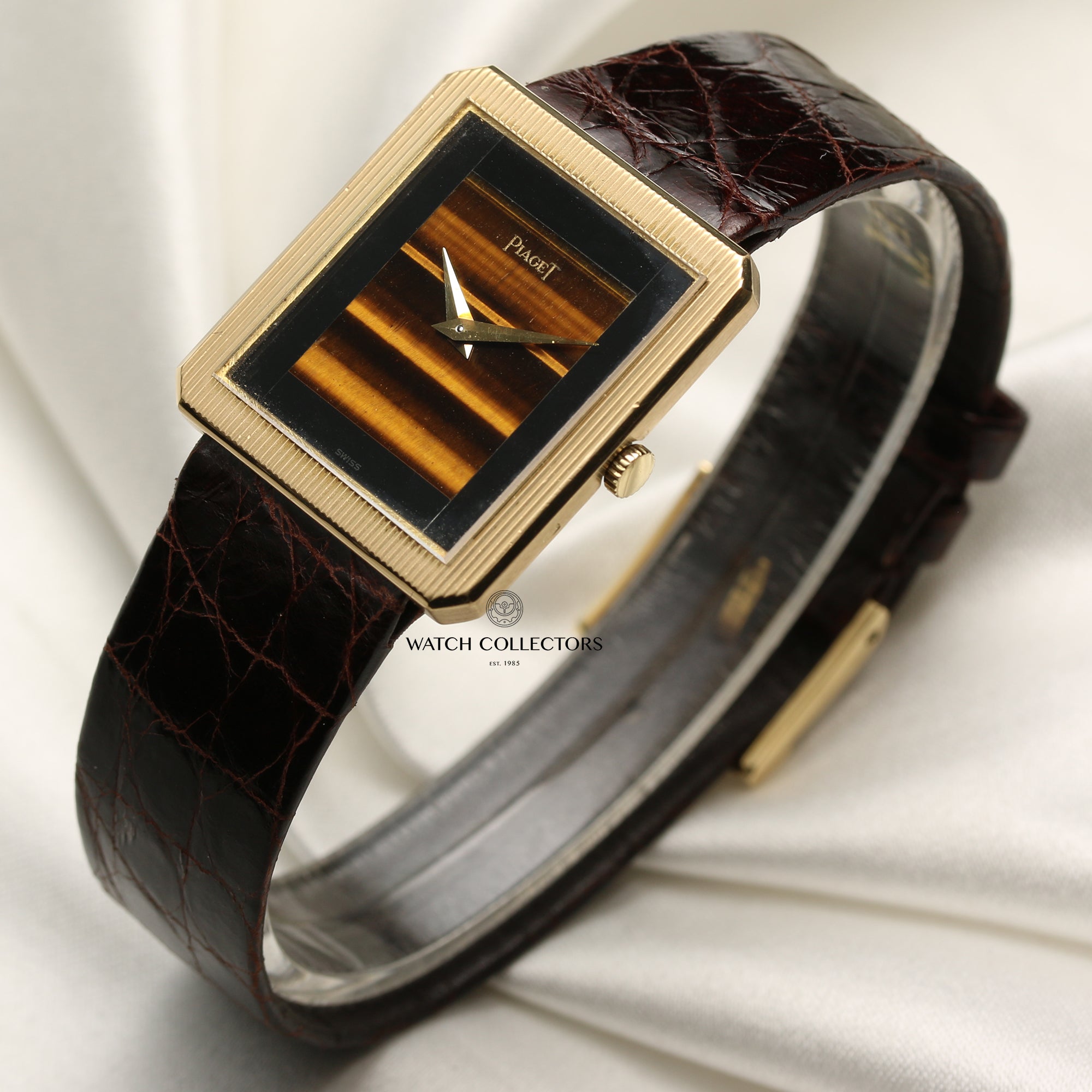 Piaget Onyx Tiger Eye Stone Dial Second Hand Watch Collectors 3