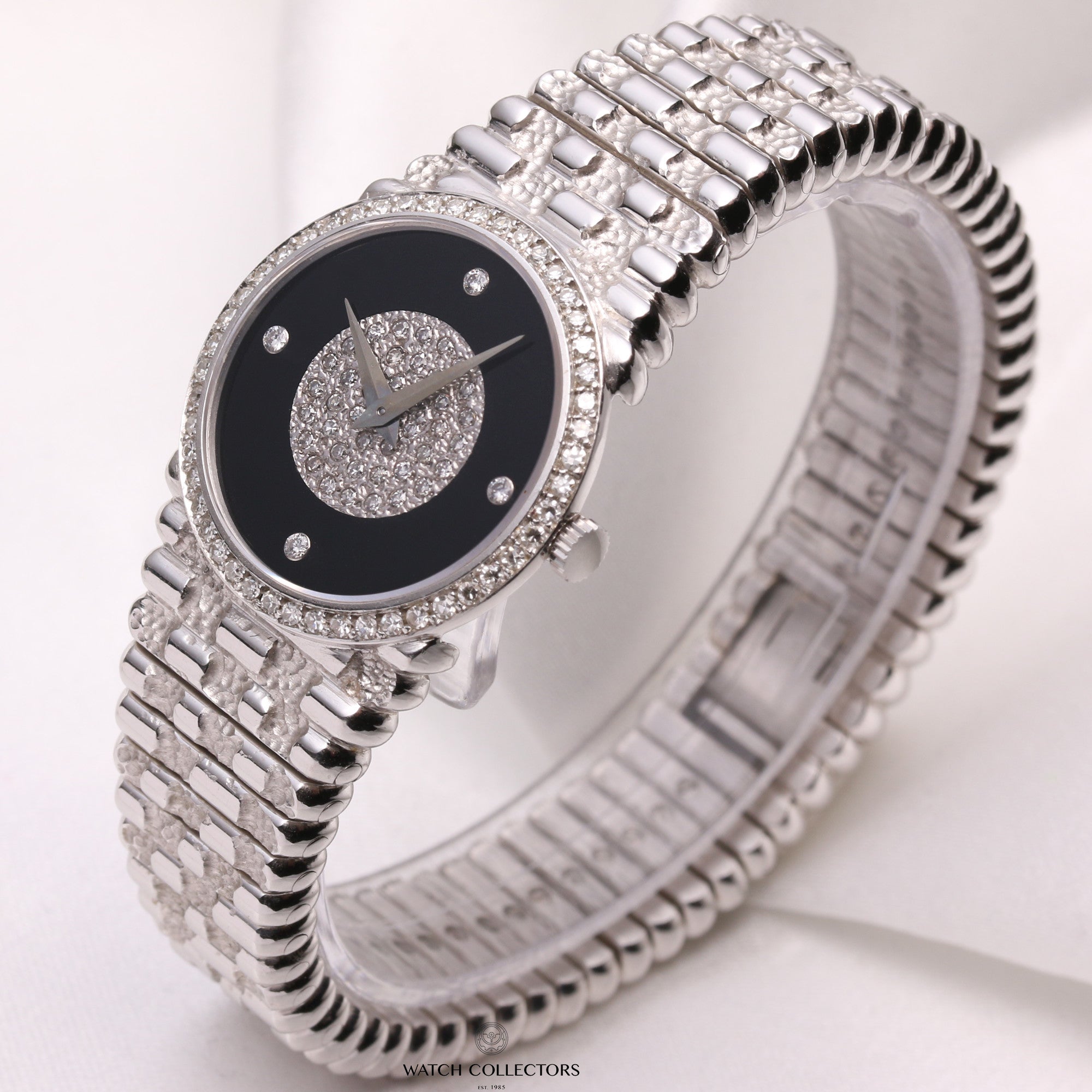 Piaget-Pave-Diamond-Dial-18K-White-Gold-Second-Hand-Watch-Collectors-3