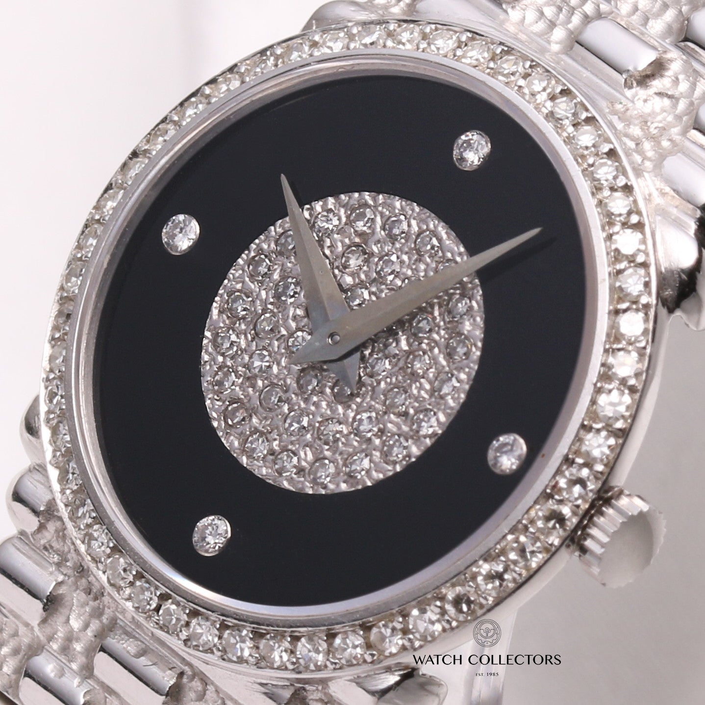 Piaget-Pave-Diamond-Dial-18K-White-Gold-Second-Hand-Watch-Collectors-4