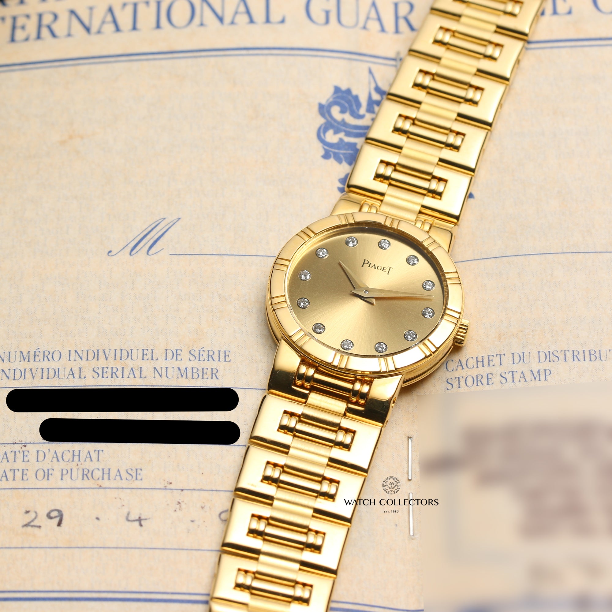 Piaget Polo 18K Yellow Gold Champagne Diamond Dial Second Hand Watch Collectors 10