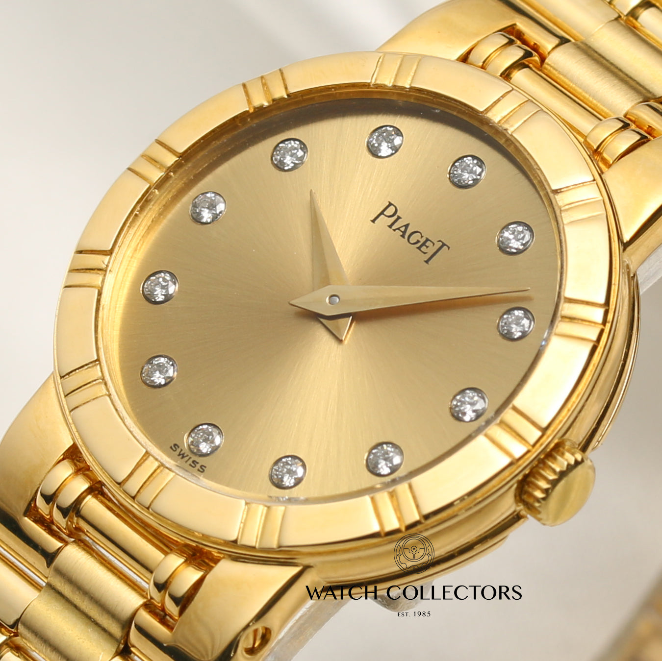Piaget Polo 18K Yellow Gold Champagne Diamond Dial Second Hand Watch Collectors 4