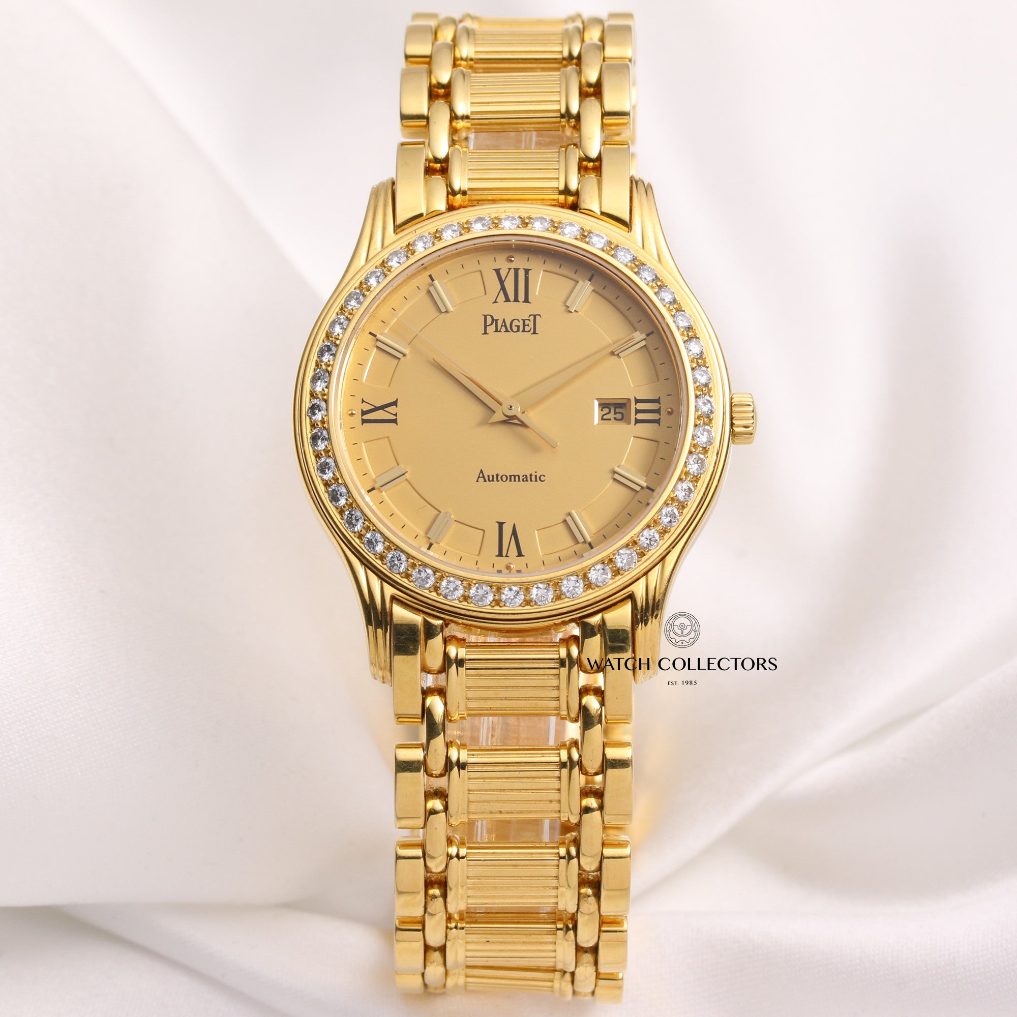 Piaget-Polo-24005-M-501-D-Diamond-Bezel-18K-Yellow-Gold-Second-Hand-Watch-Collectors-1