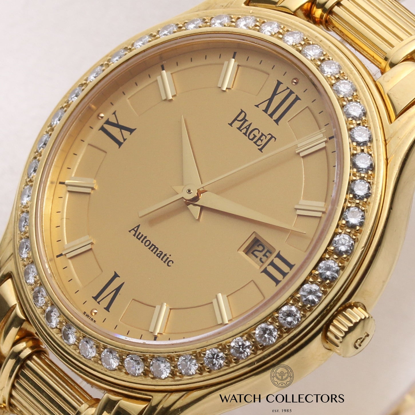 Piaget-Polo-24005-M-501-D-Diamond-Bezel-18K-Yellow-Gold-Second-Hand-Watch-Collectors-4